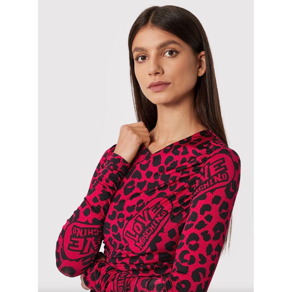 Love Moschino Chic Leopard Texture Dress in Pink and Black - Arichezz.store