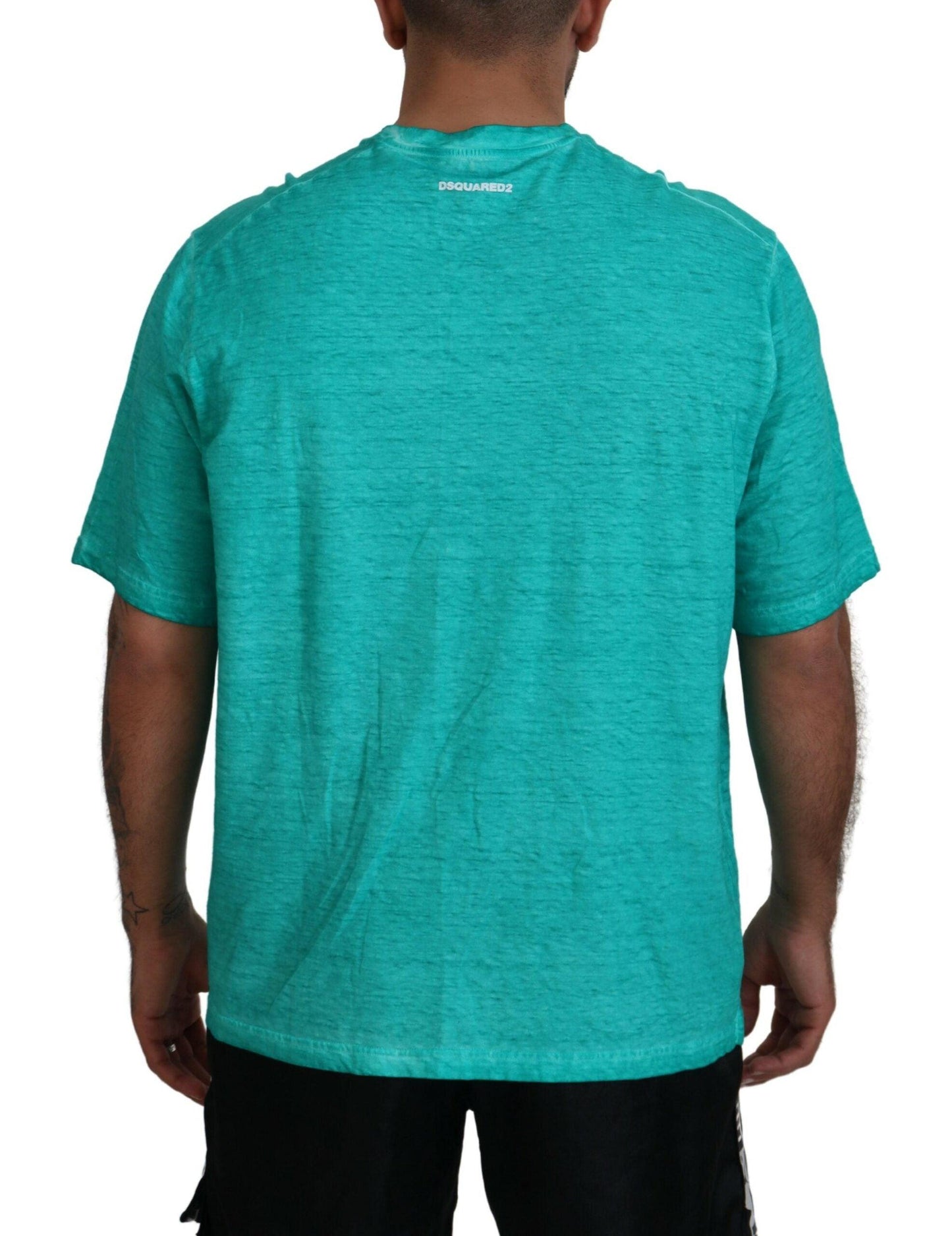 Dsquared² Light Green Cotton Linen Short Sleeves T-shirt - Arichezz.store