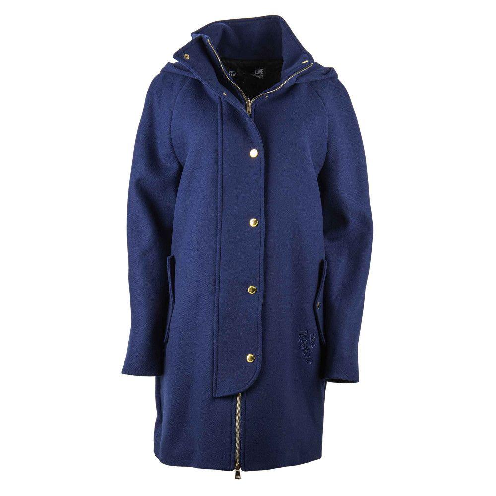 Love Moschino Women's Blue Wool Coat - Arichezz.store