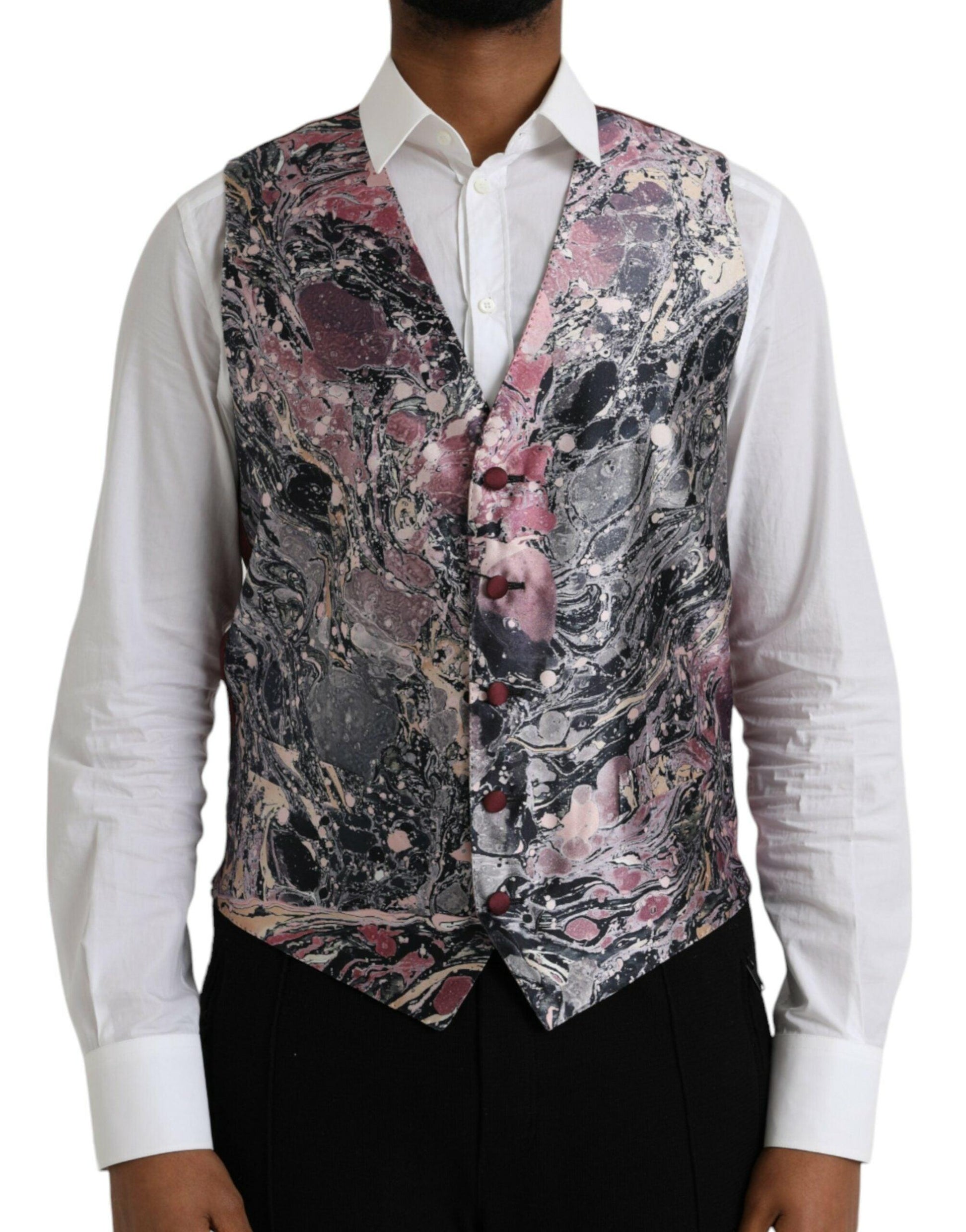 Dolce & Gabbana Multicolor Galaxy Silk Waistcoat Formal Vest - Arichezz.store