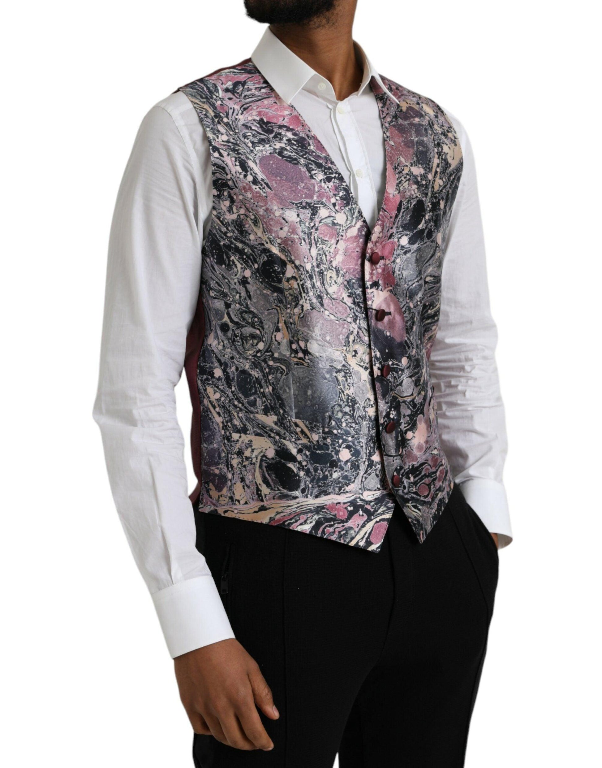 Dolce & Gabbana Multicolor Galaxy Silk Waistcoat Formal Vest - Arichezz.store