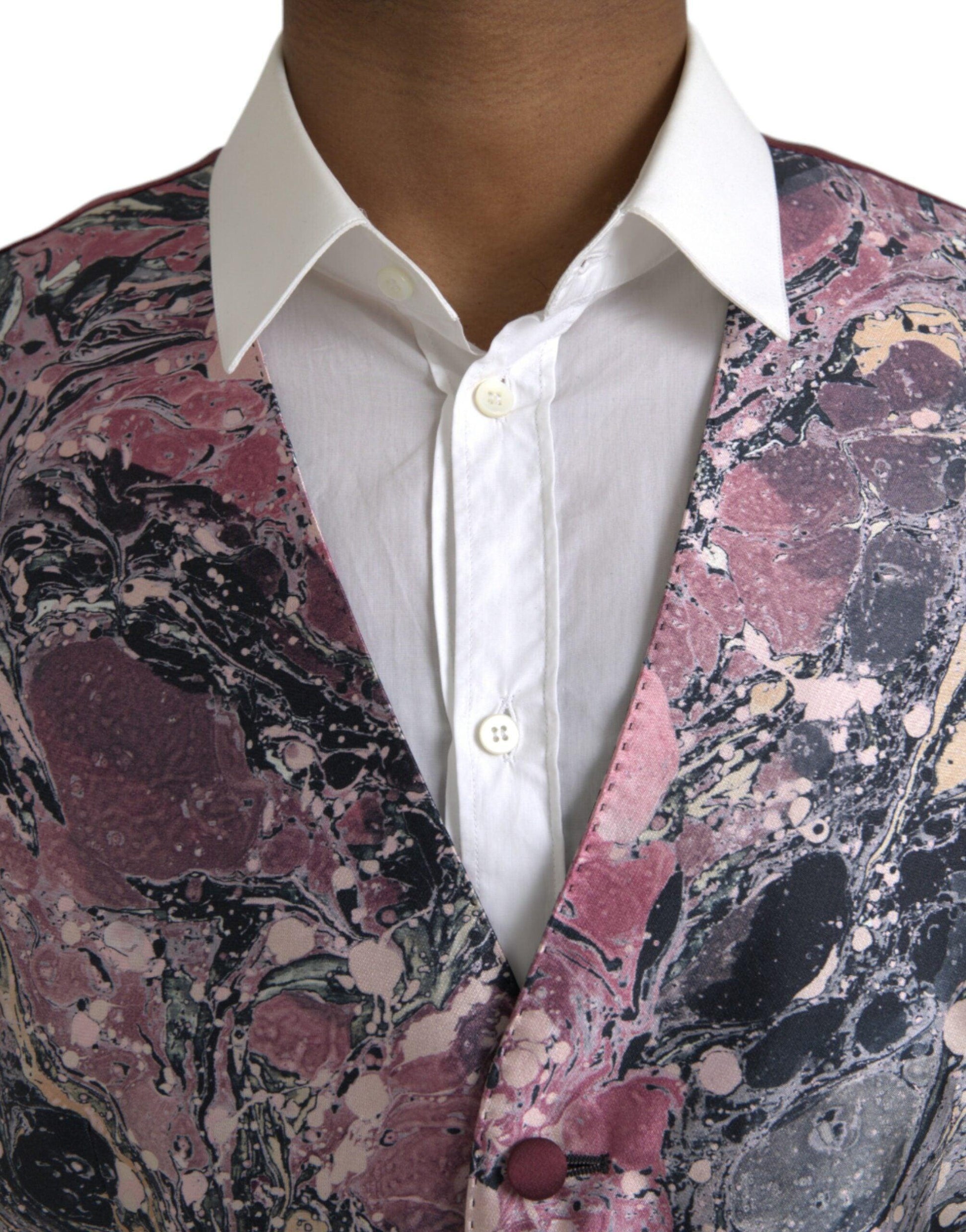 Dolce & Gabbana Multicolor Galaxy Silk Waistcoat Formal Vest - Arichezz.store