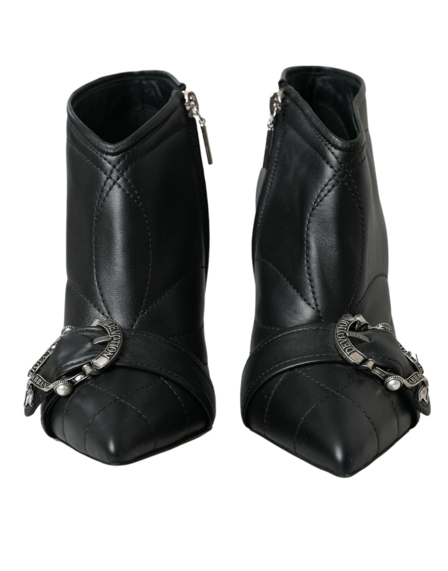 Dolce & Gabbana Black Devotion Quilted Buckled Boots Shoes - Arichezz.store