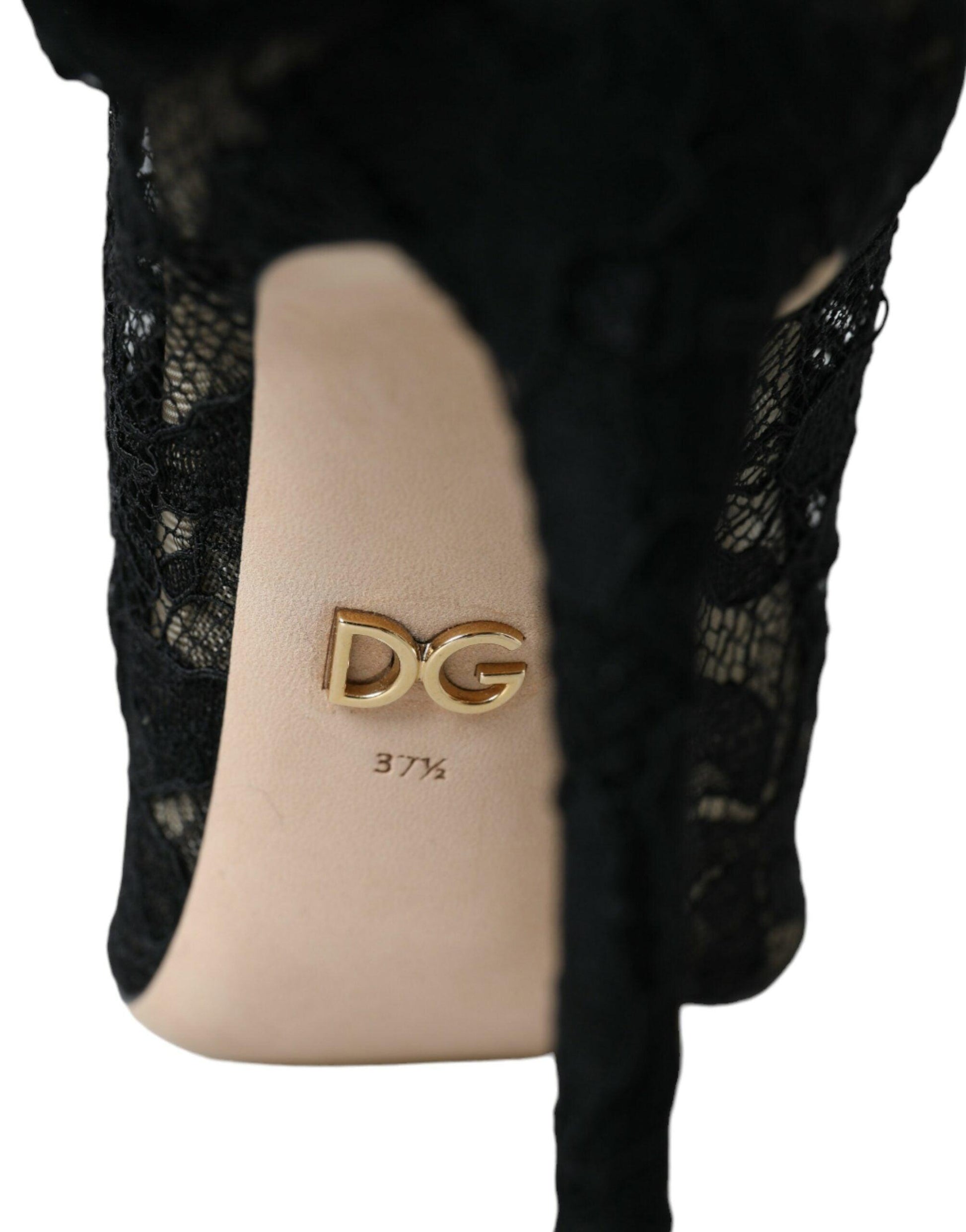 Dolce & Gabbana Black Stretch Taormina Lace Boots Shoes - Arichezz.store