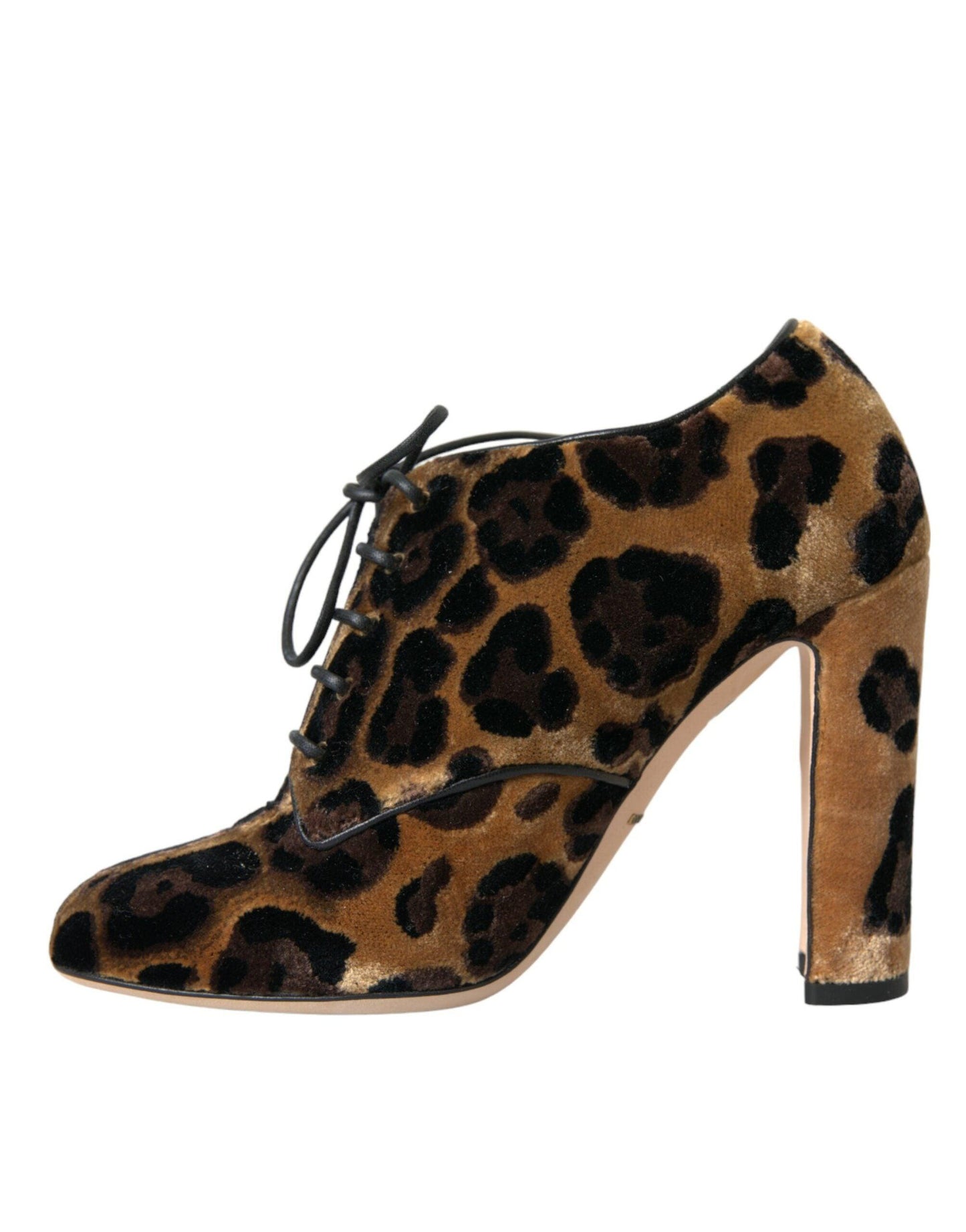 Dolce & Gabbana Brown Leopard Hair Lace Up Booties Shoes - Arichezz.store