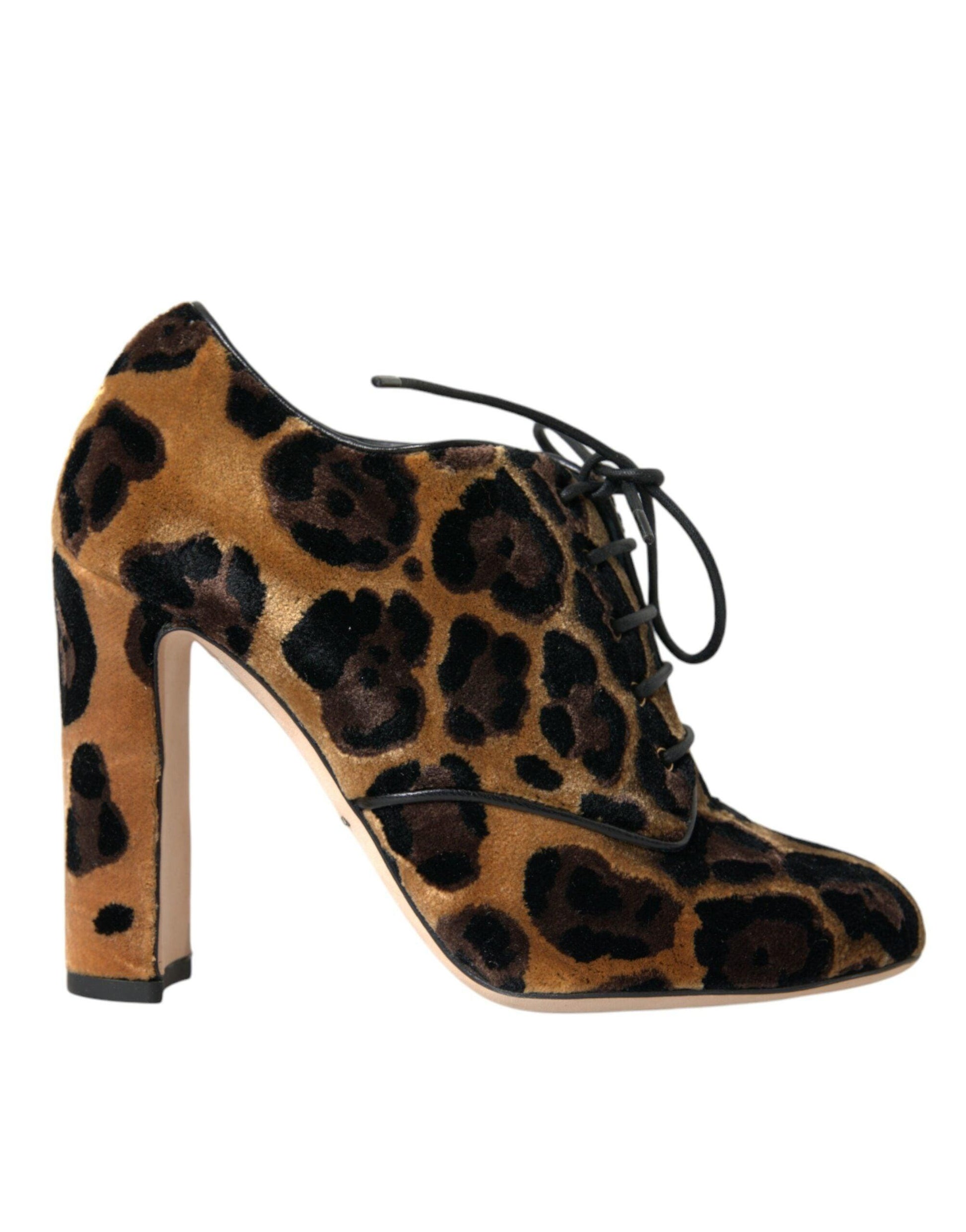 Dolce & Gabbana Brown Leopard Hair Lace Up Booties Shoes - Arichezz.store