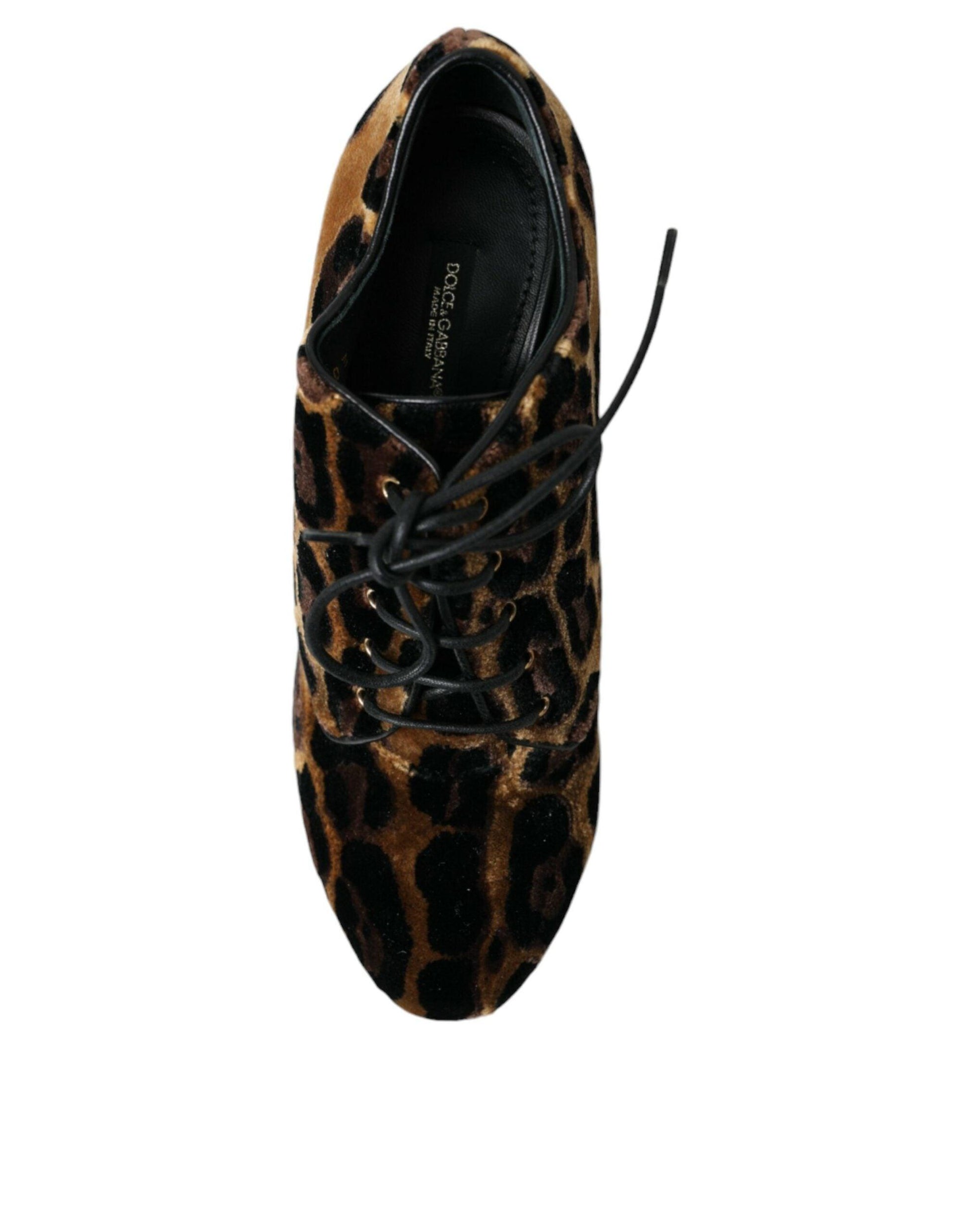 Dolce & Gabbana Brown Leopard Hair Lace Up Booties Shoes - Arichezz.store