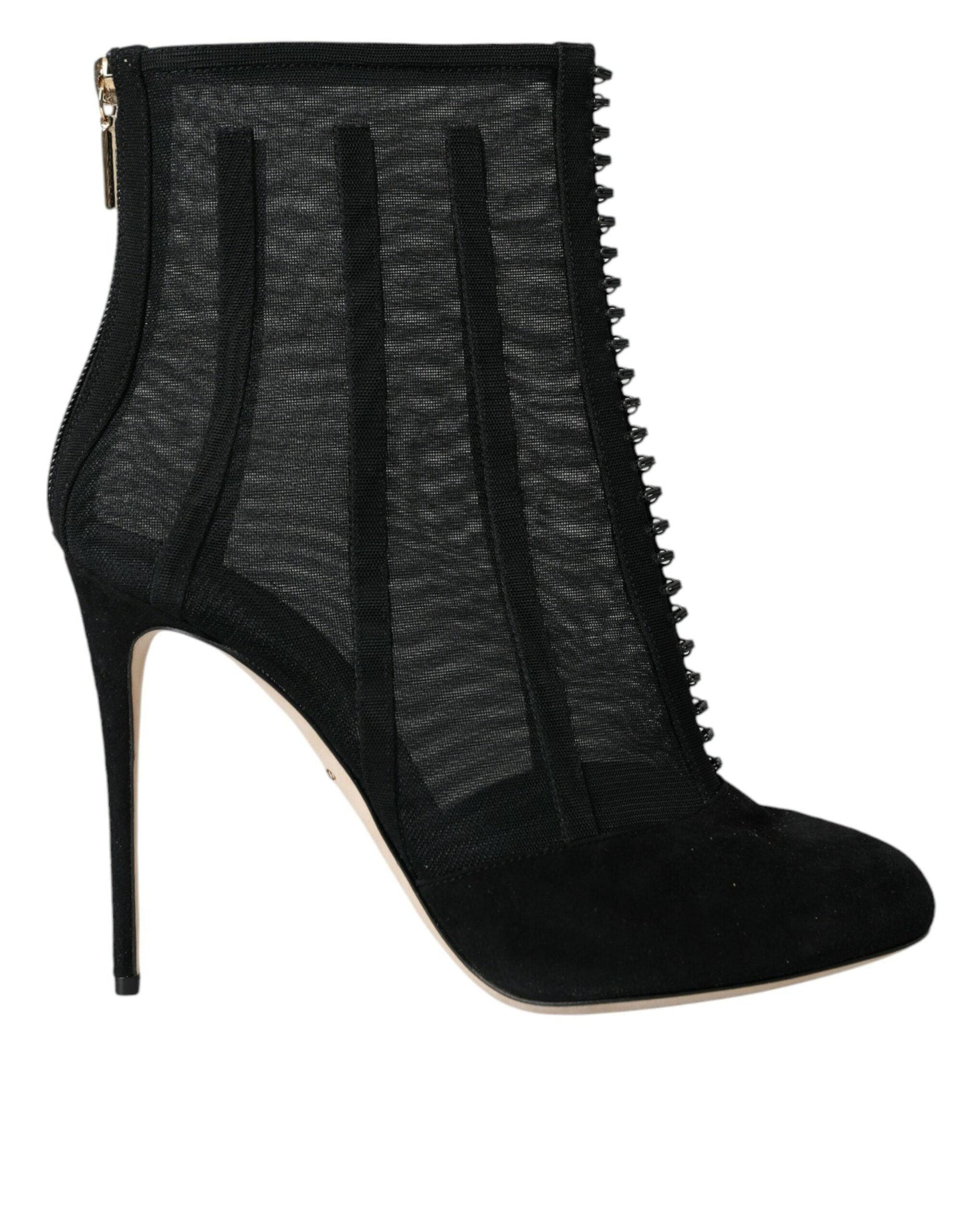 Dolce & Gabbana Black Mesh Stiletto Heels Ankle Boots Shoes - Arichezz.store