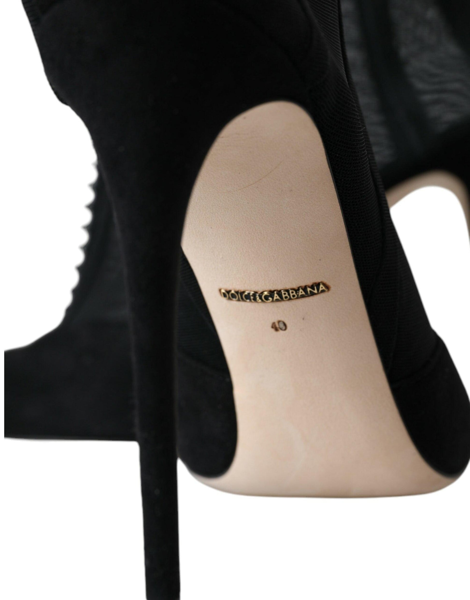 Dolce & Gabbana Black Mesh Stiletto Heels Ankle Boots Shoes - Arichezz.store