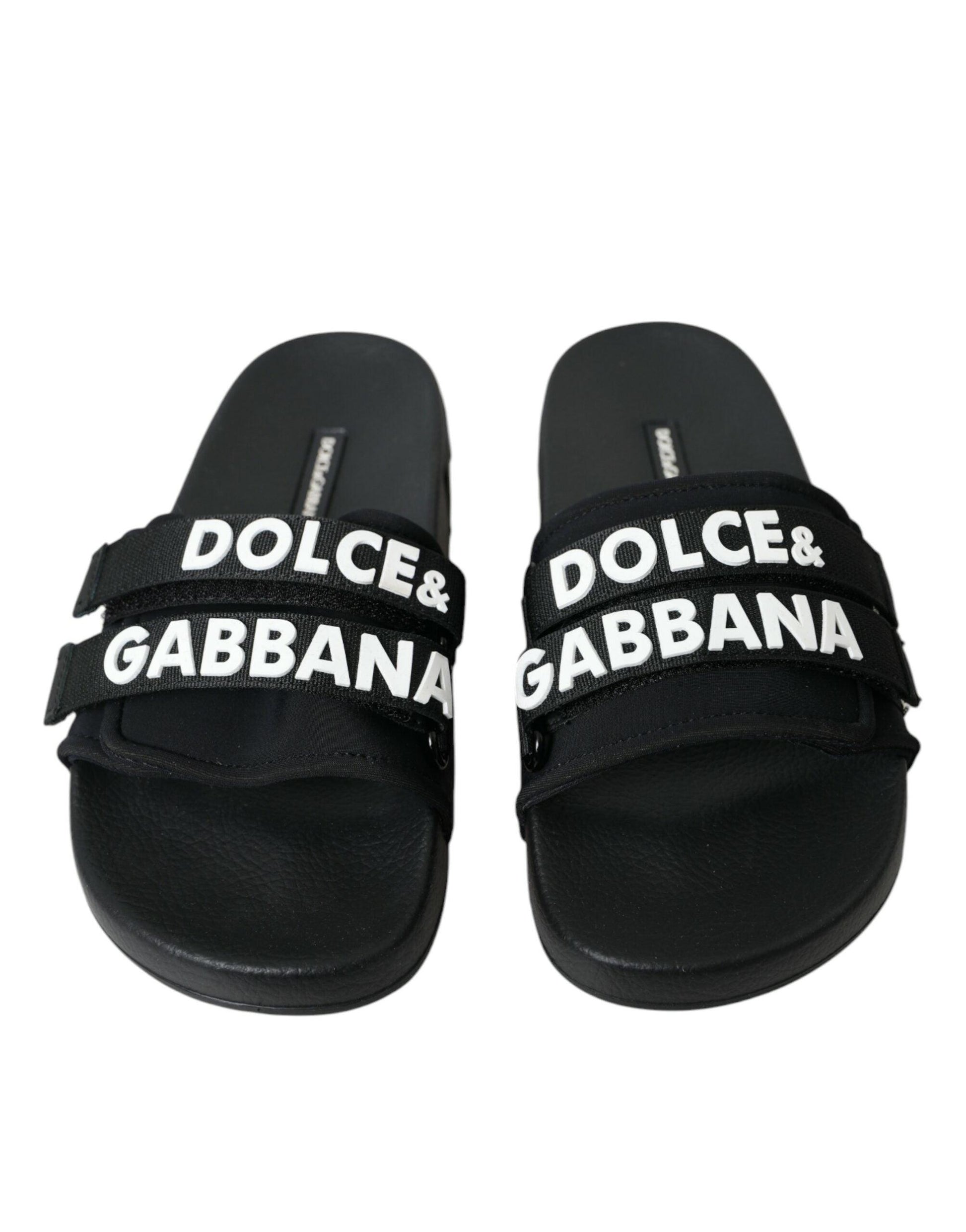 Dolce & Gabbana Black Neoprene Slides Flats Beachwear Shoes - Arichezz.store