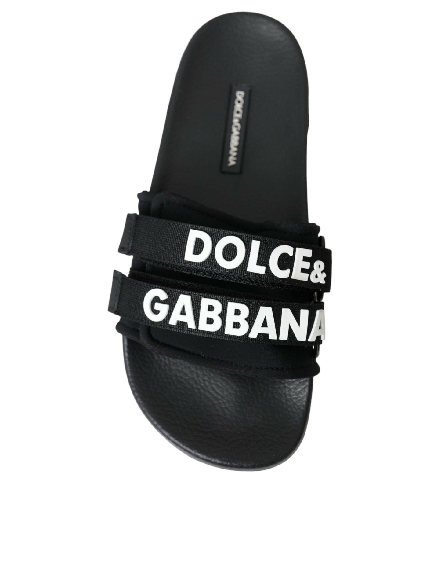 Dolce & Gabbana Black Neoprene Slides Flats Beachwear Shoes - Arichezz.store