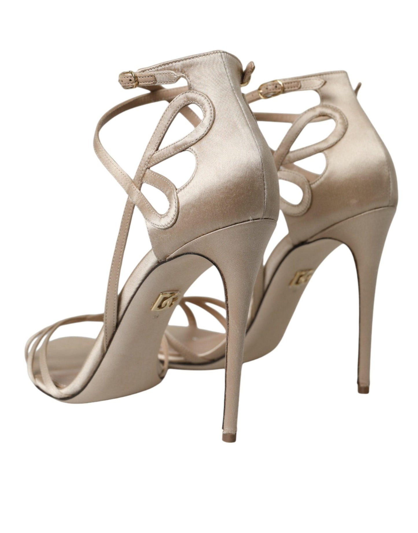 Dolce & Gabbana Beige Leather Strappy Heels Sandals Shoes - Arichezz.store