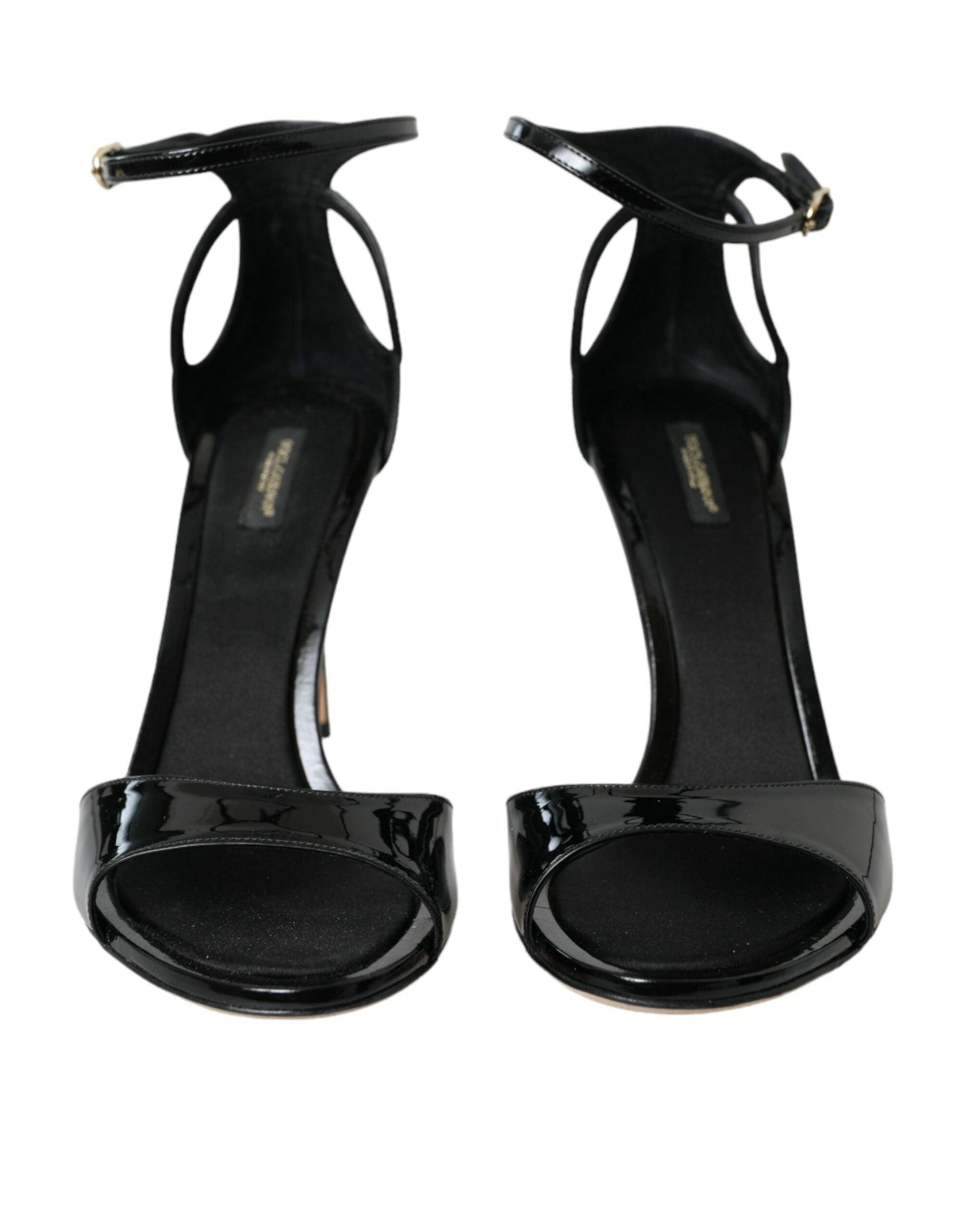 Dolce & Gabbana Black KEIRA Leather Heels Sandals Shoes - Arichezz.store