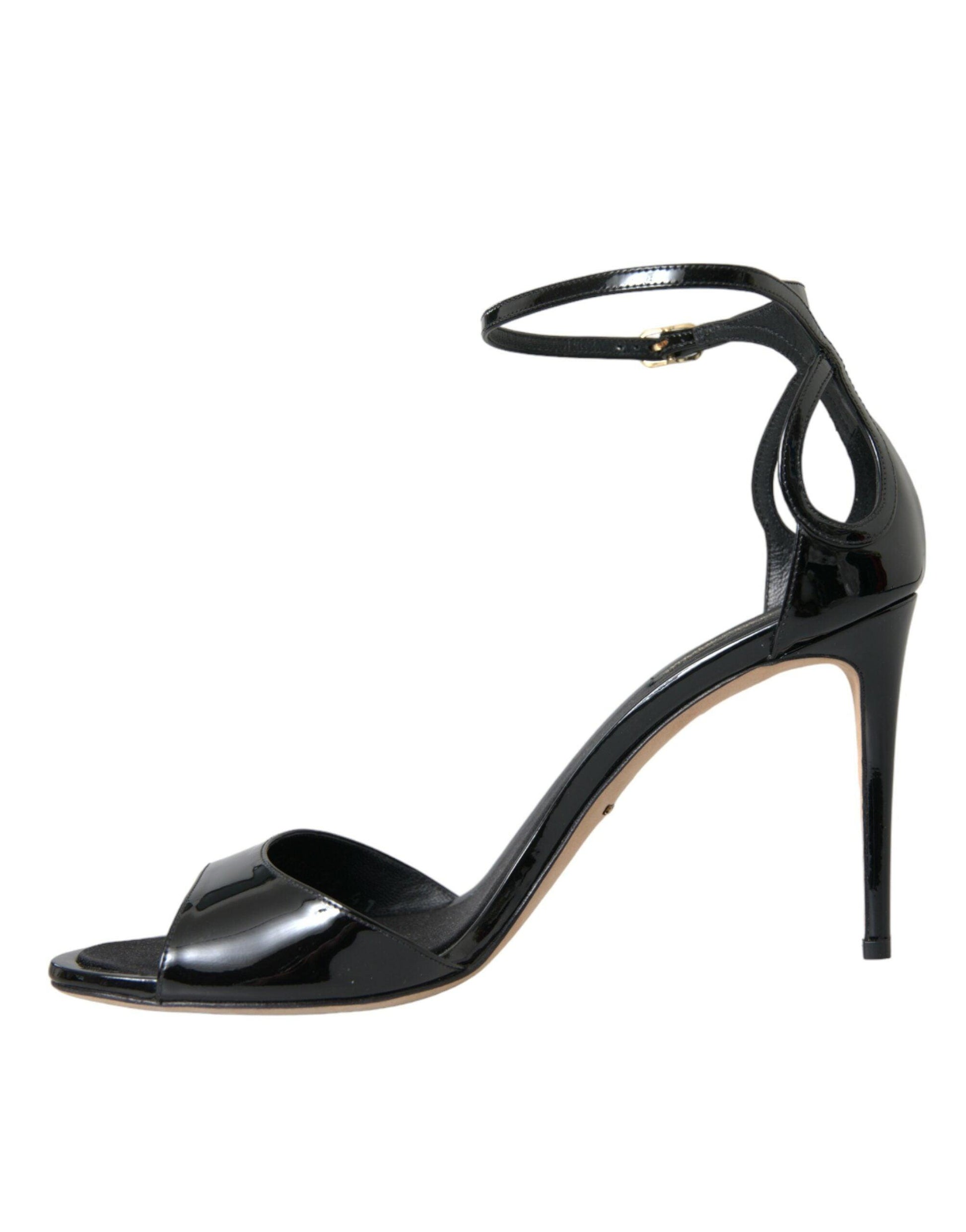 Dolce & Gabbana Black KEIRA Leather Heels Sandals Shoes - Arichezz.store