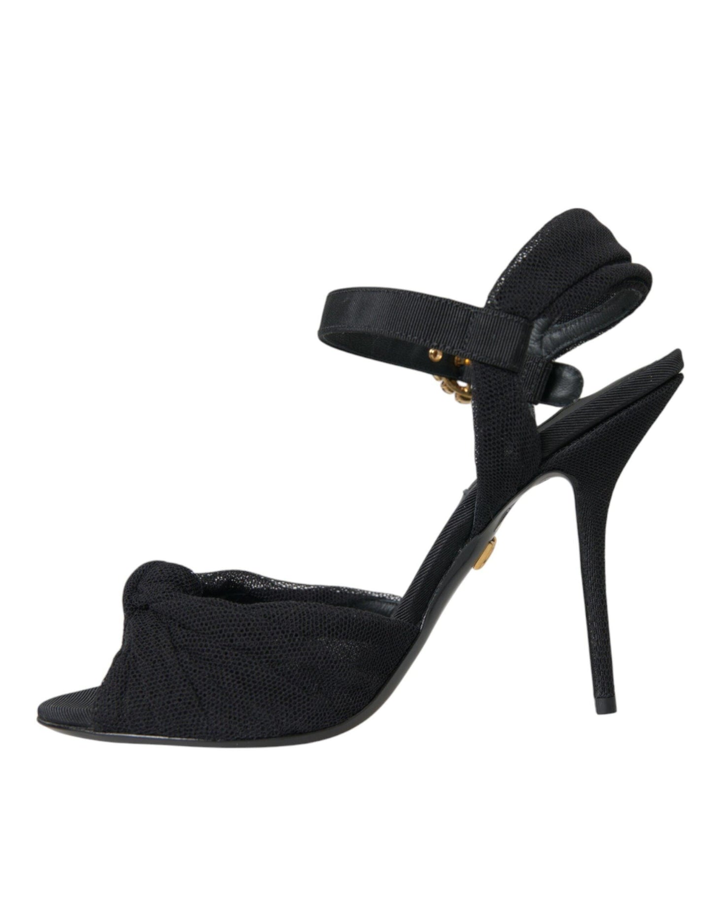 Dolce & Gabbana Black Suede Embellished Heels Sandals Shoes - Arichezz.store