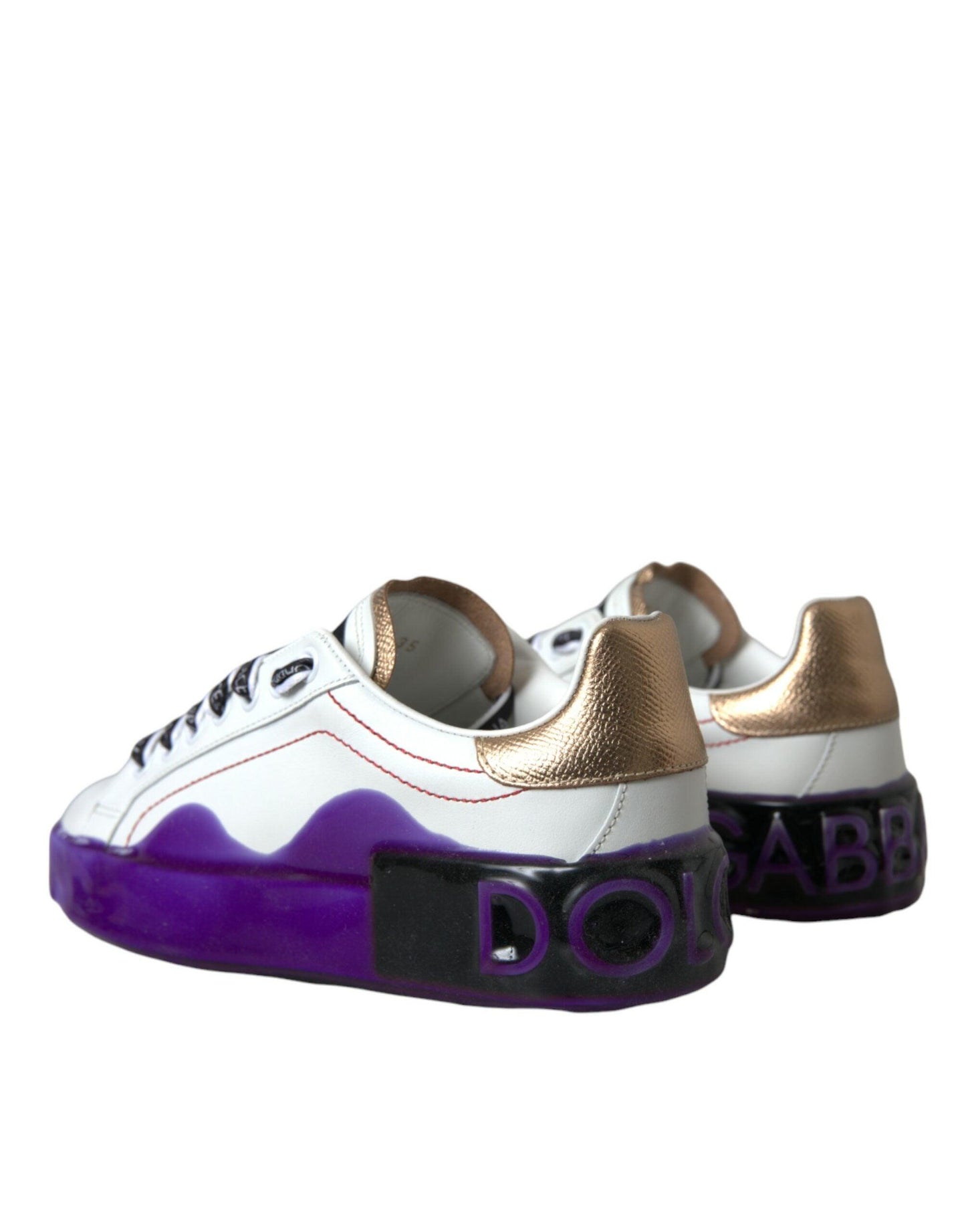 Dolce & Gabbana White Leather Portofino Low Top Sneakers Shoes - Arichezz.store