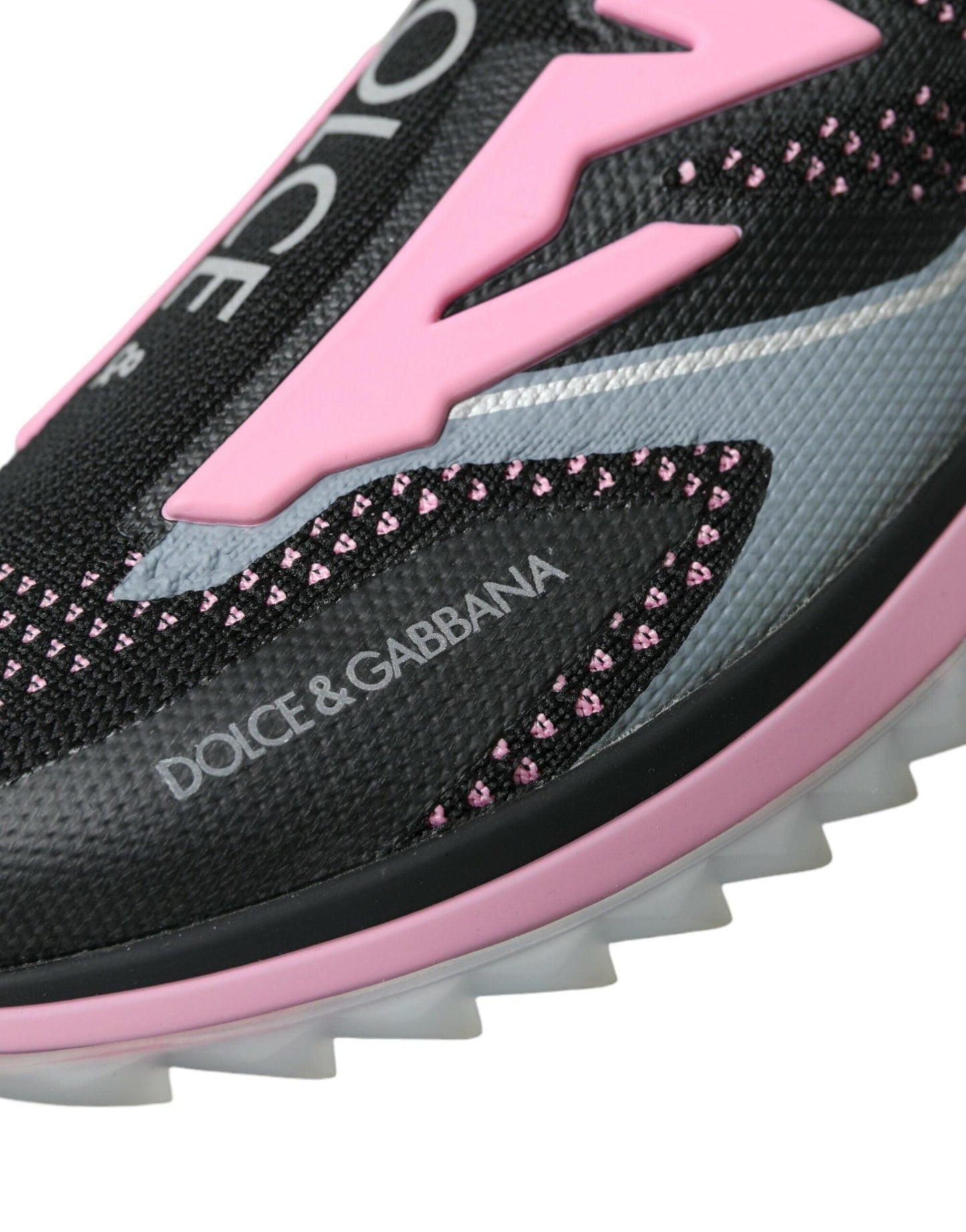 Dolce & Gabbana Black Pink Slip On Sorrento Sneakers Shoes - Arichezz.store