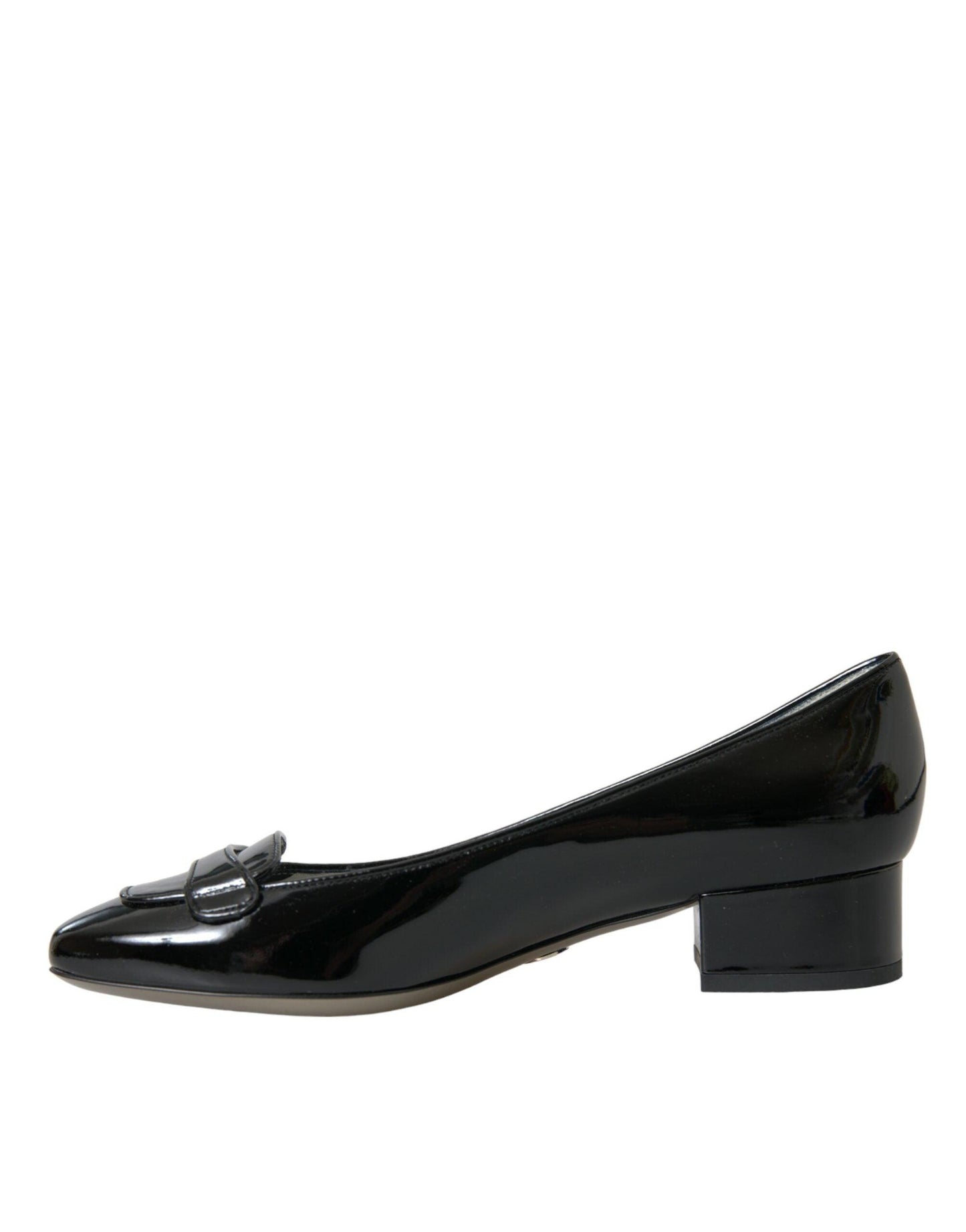 Dolce & Gabbana Black Patent Leather Block Heels Pumps Shoes - Arichezz.store