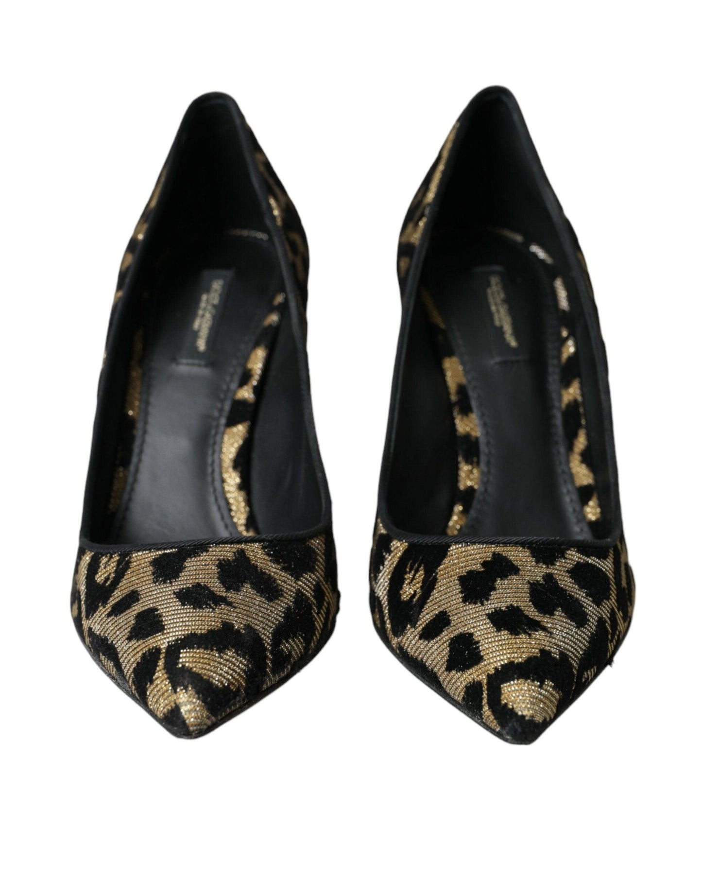 Dolce & Gabbana Black Gold Leopard Lurex Heels Pumps Shoes - Arichezz.store