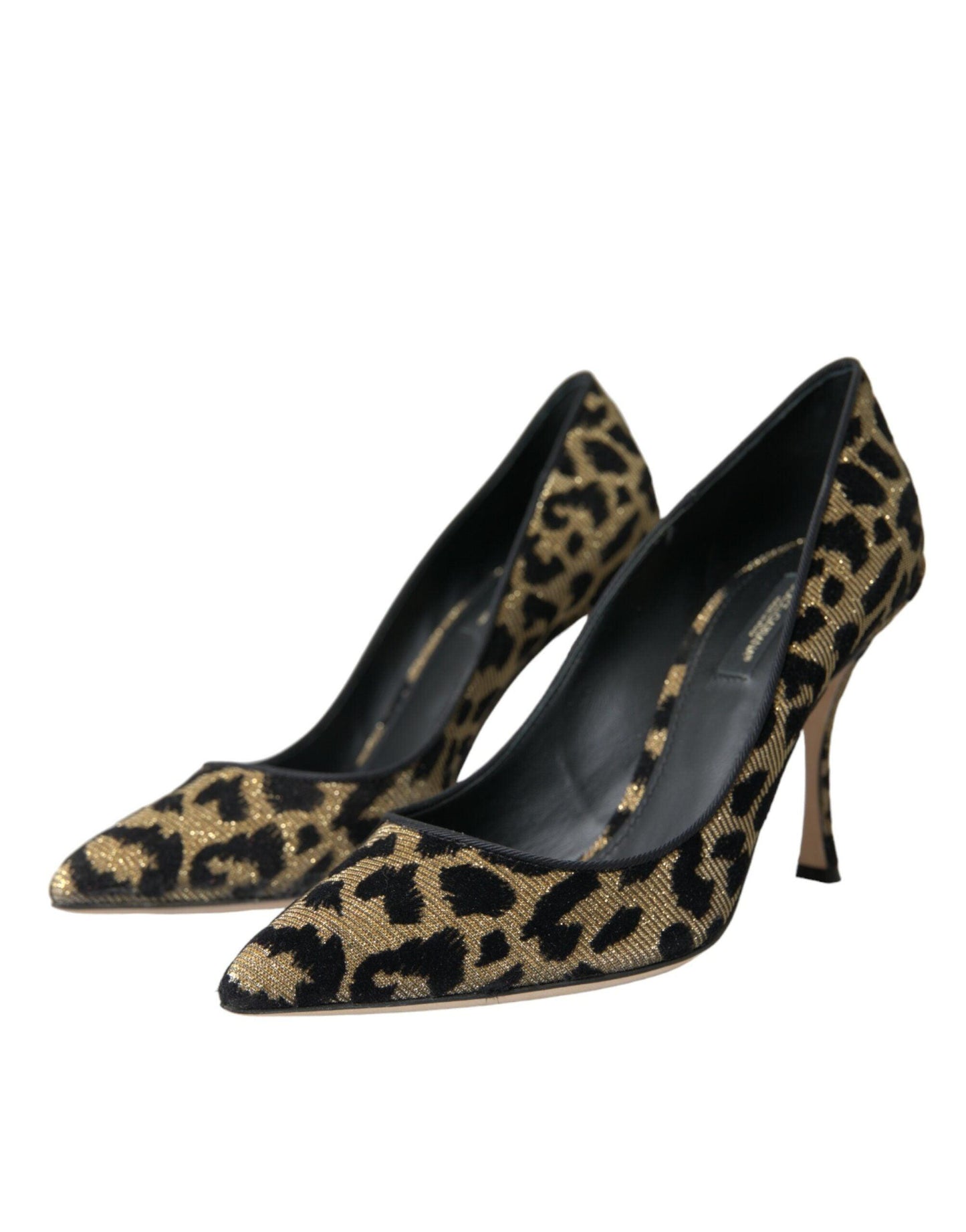 Dolce & Gabbana Black Gold Leopard Lurex Heels Pumps Shoes - Arichezz.store