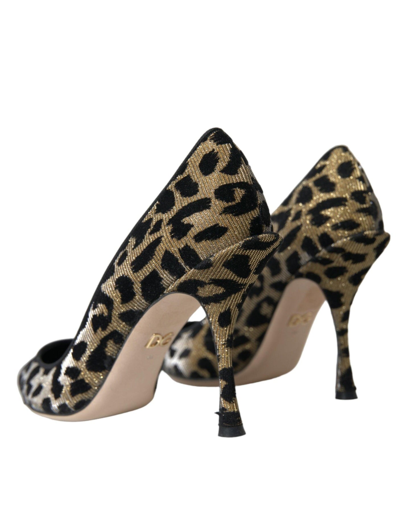 Dolce & Gabbana Black Gold Leopard Lurex Heels Pumps Shoes - Arichezz.store