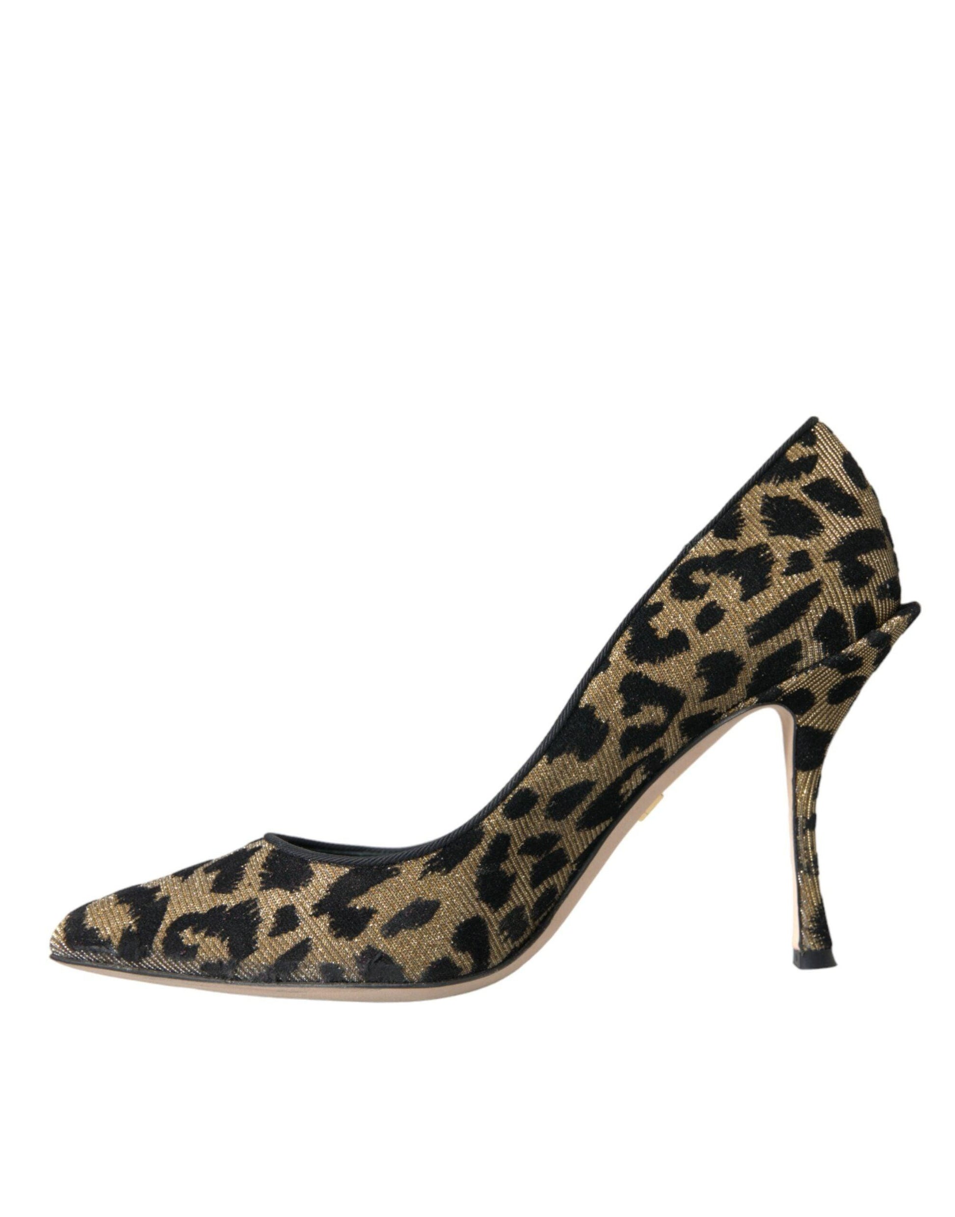 Dolce & Gabbana Black Gold Leopard Lurex Heels Pumps Shoes - Arichezz.store