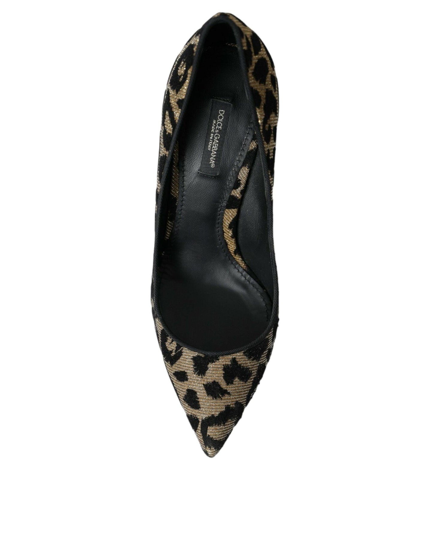 Dolce & Gabbana Black Gold Leopard Lurex Heels Pumps Shoes - Arichezz.store