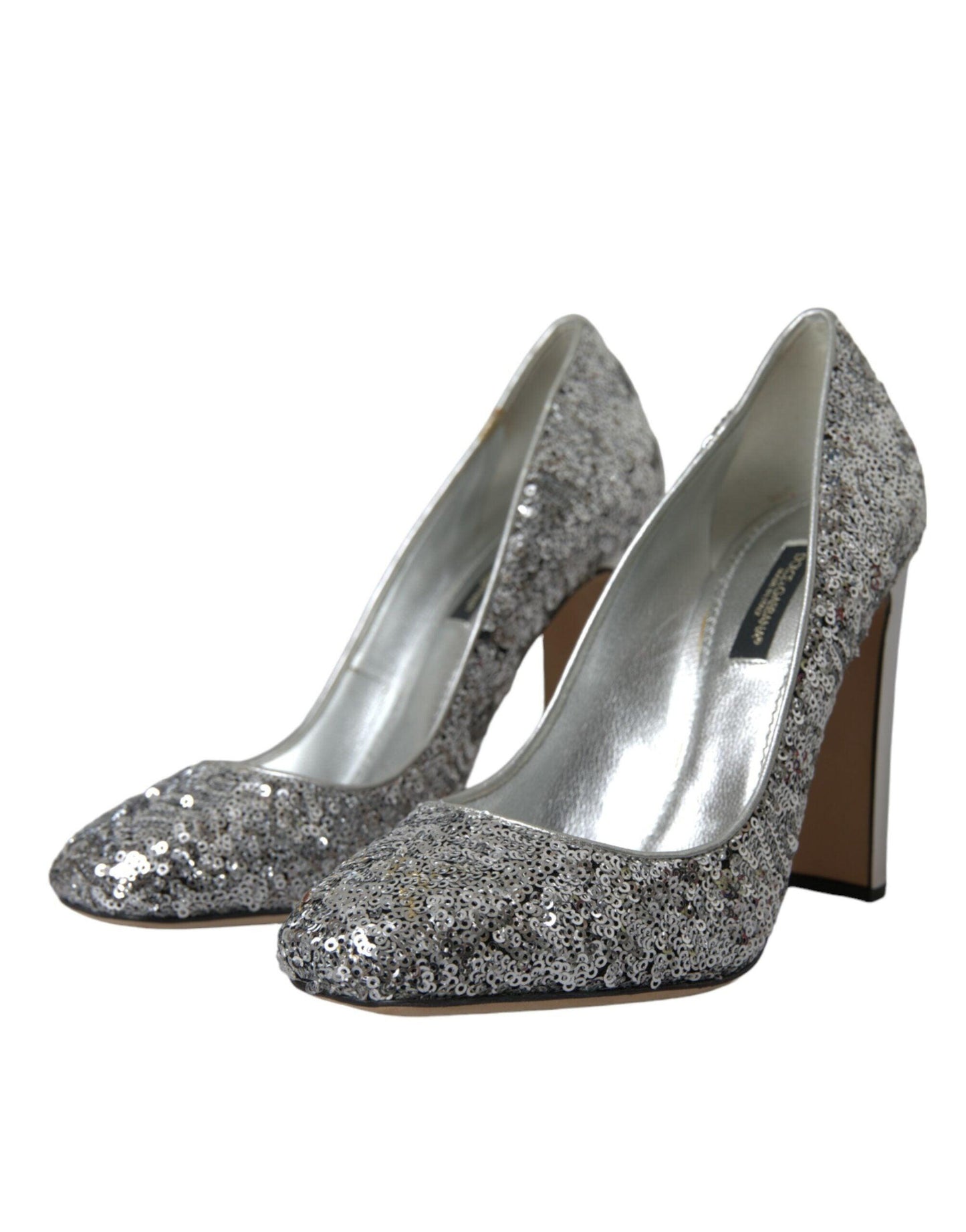 Dolce & Gabbana Silver Sequin Embellished Heels Pumps Shoes - Arichezz.store