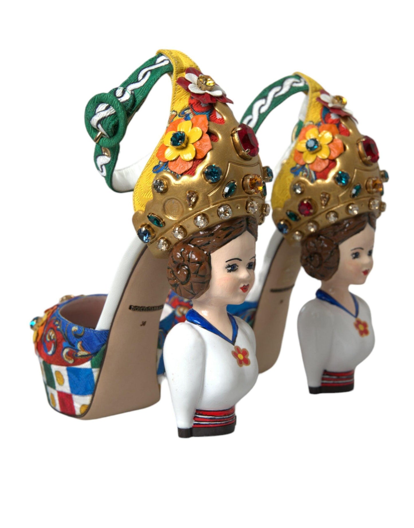 Dolce & Gabbana Multicolor Carretto Embellished Sandals Shoes - Arichezz.store