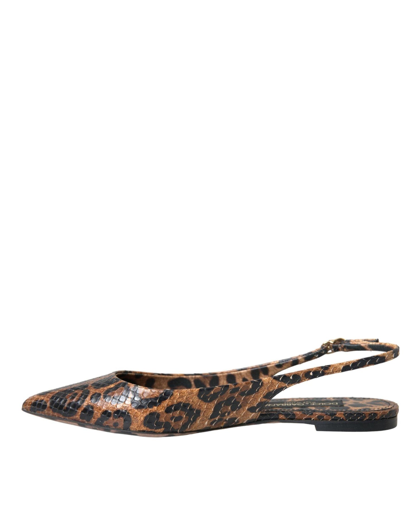 Dolce & Gabbana Brown Leopard Exotic Skin Slingback Shoes - Arichezz.store