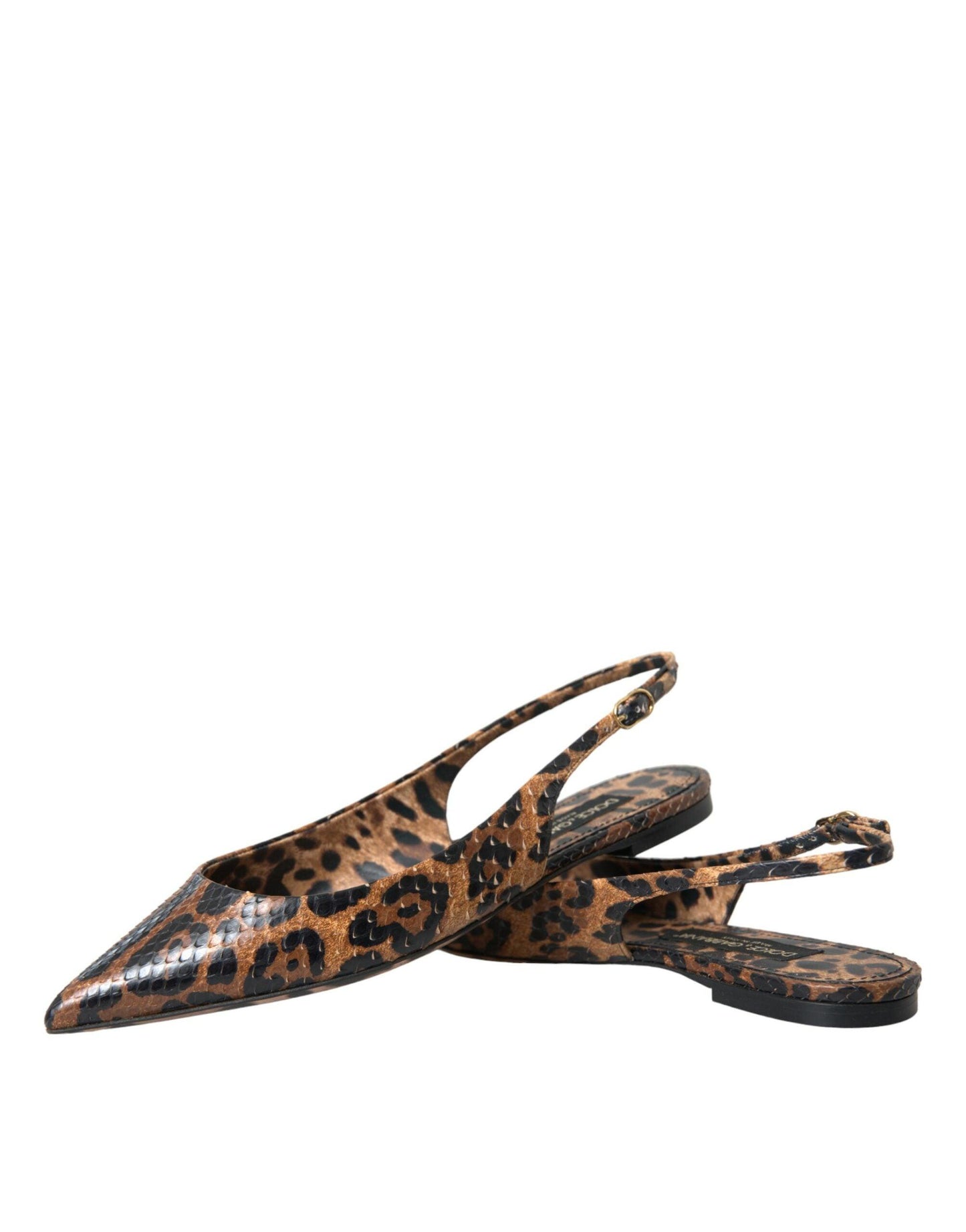 Dolce & Gabbana Brown Leopard Exotic Skin Slingback Shoes - Arichezz.store