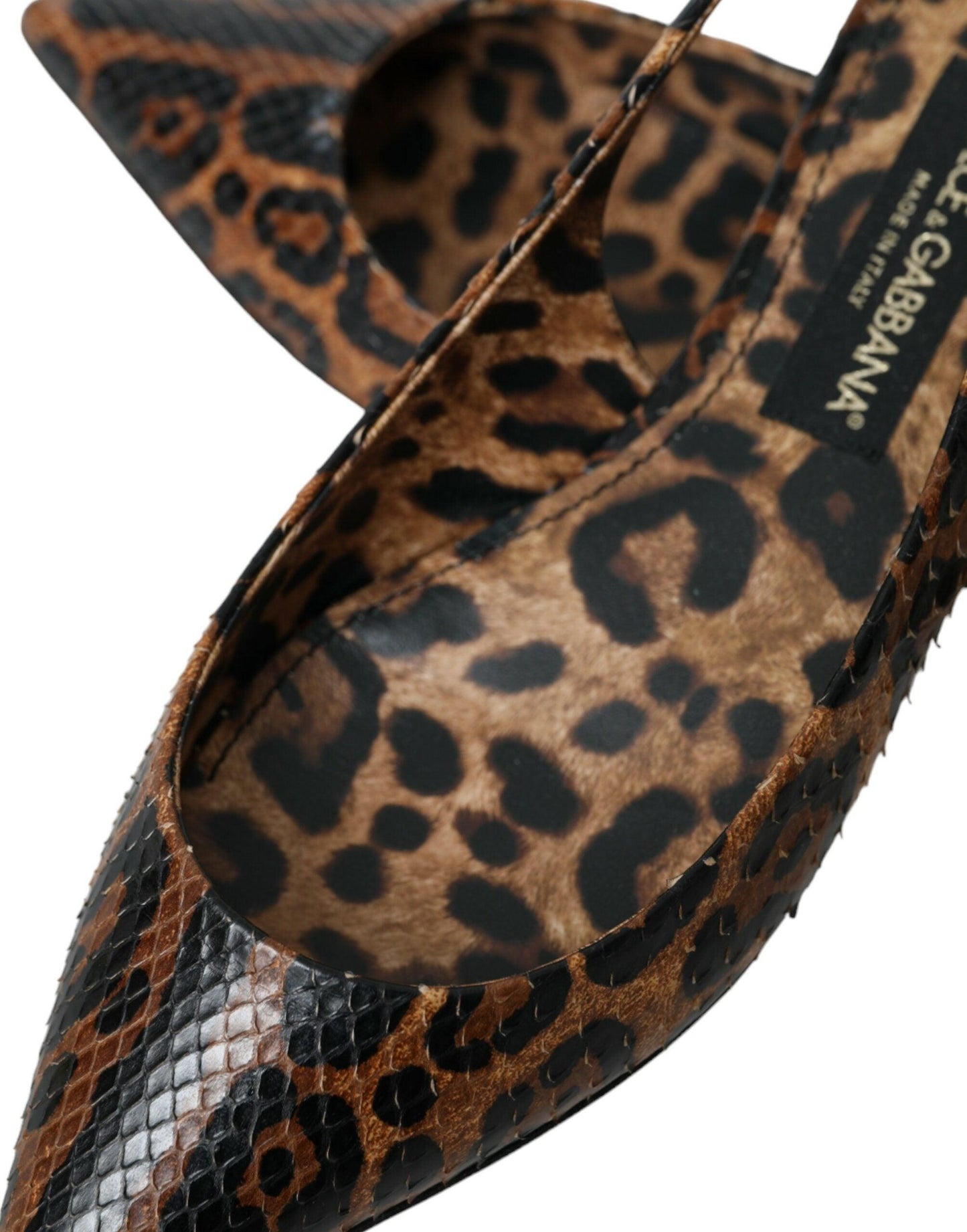 Dolce & Gabbana Brown Leopard Exotic Skin Slingback Shoes - Arichezz.store