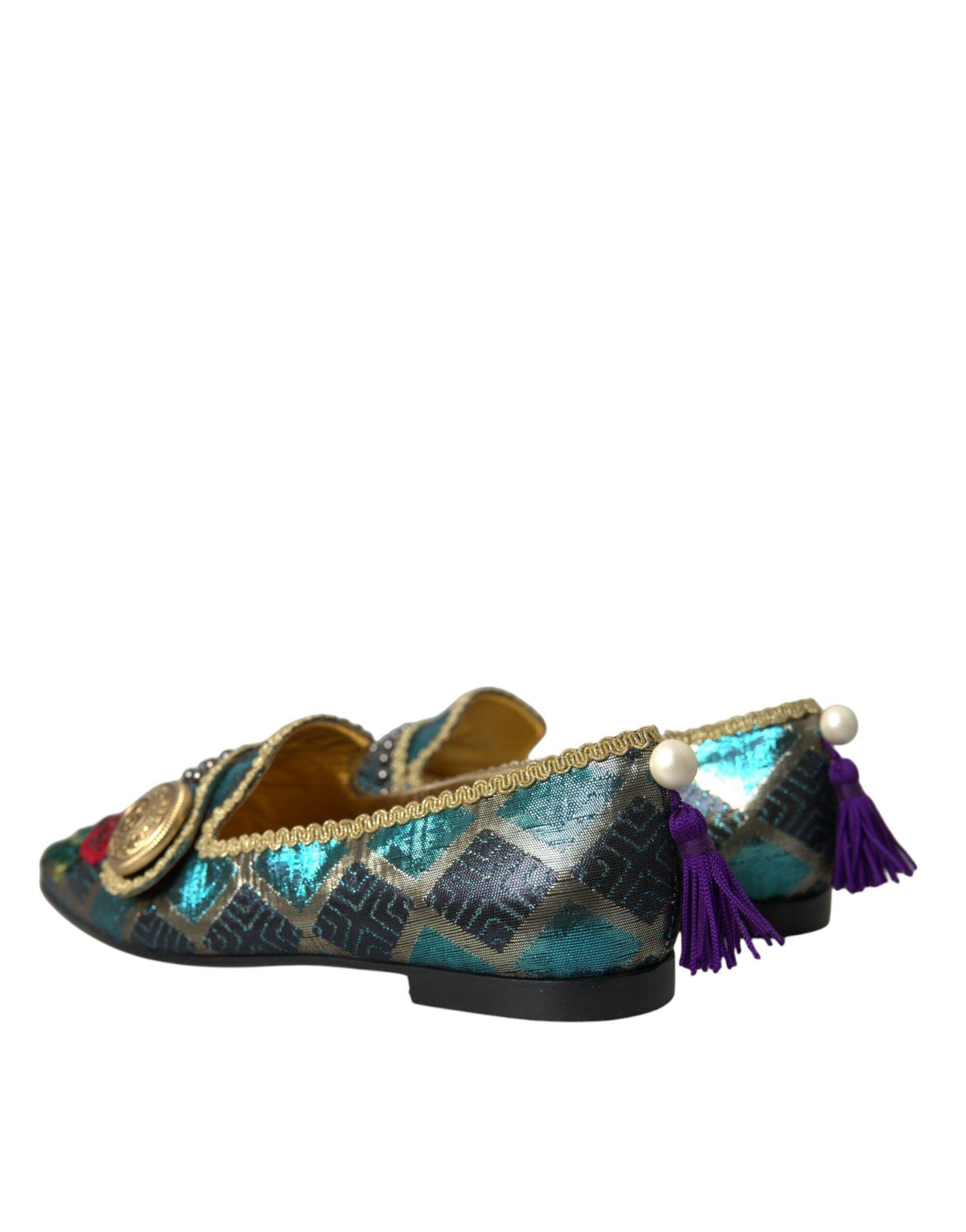 Dolce & Gabbana Multicolor Jacquard Embellished Loafers Shoes - Arichezz.store