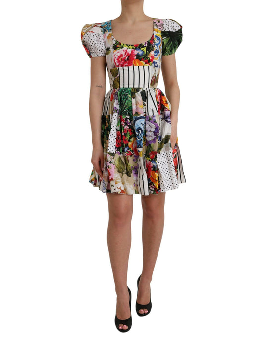 Dolce & Gabbana Multicolor Patchwork Cotton Aline Mini Dress - Arichezz.store