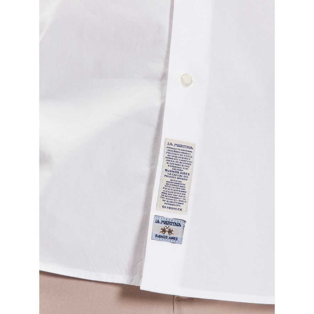 La Martina White Cotton Shirt - Arichezz.store