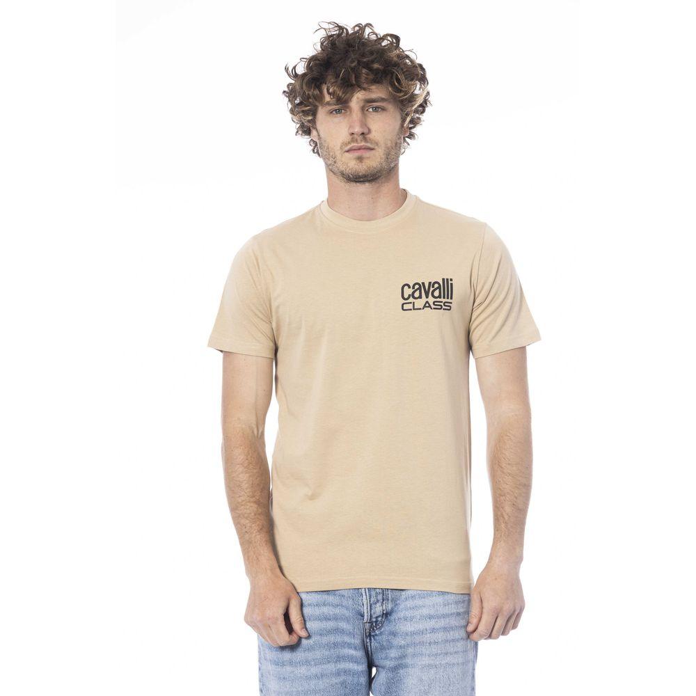 Cavalli Class Beige Cotton Men T-Shirt - Arichezz.store