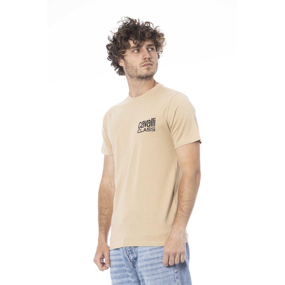 Cavalli Class Beige Cotton Men T-Shirt - Arichezz.store