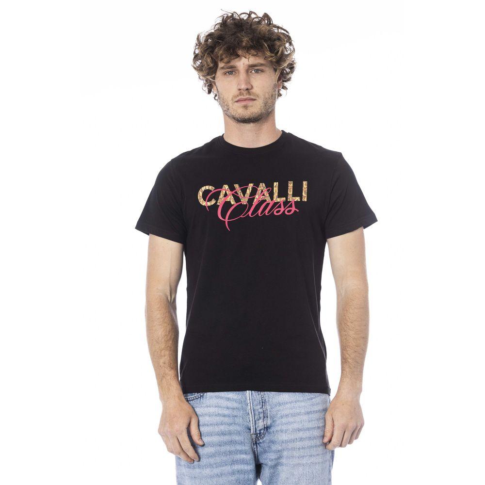 Cavalli Class Black Cotton Men T-Shirt - Arichezz.store