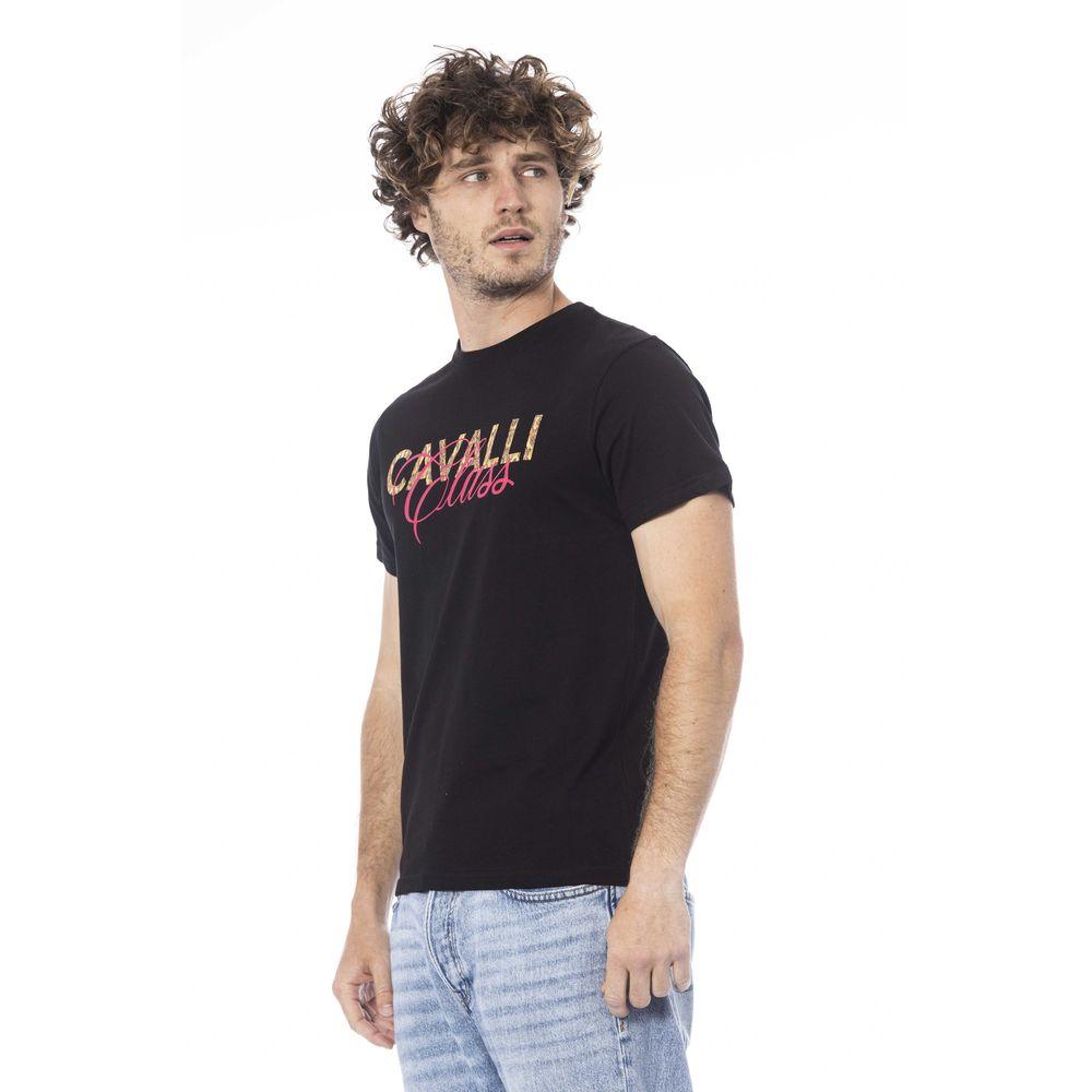 Cavalli Class Black Cotton Men T-Shirt - Arichezz.store