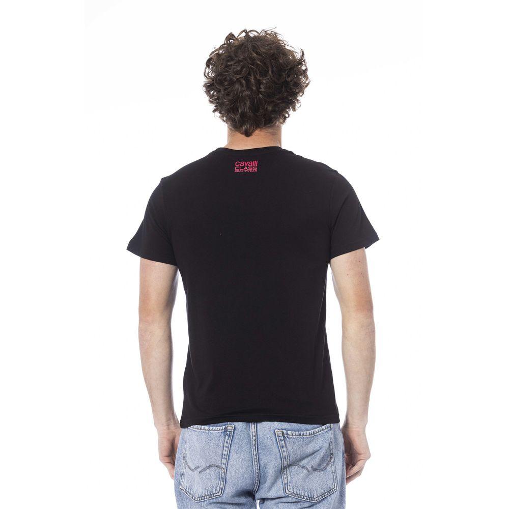 Cavalli Class Black Cotton Men T-Shirt - Arichezz.store