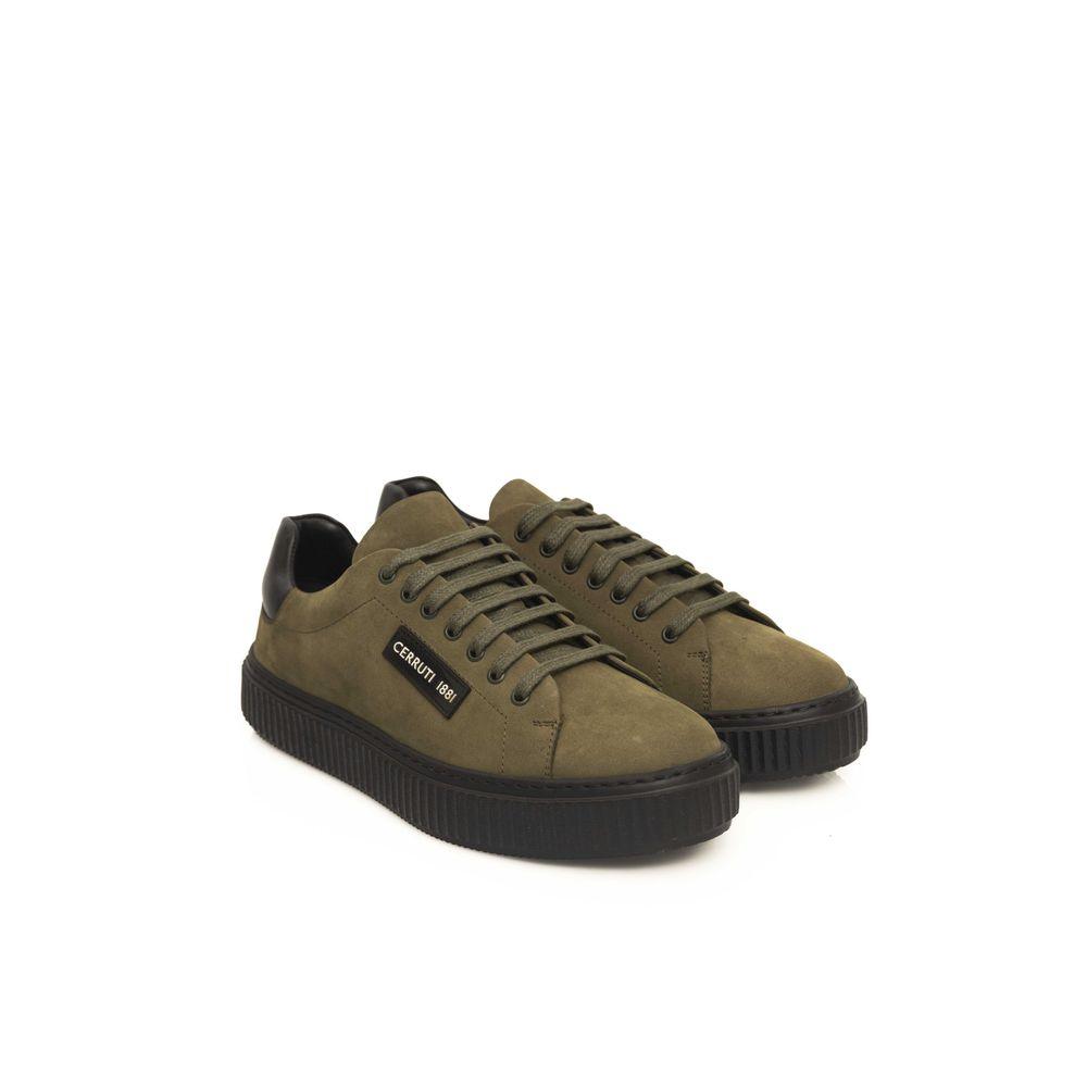 Cerruti 1881 Green Leather Men's Sneakers - Arichezz.store