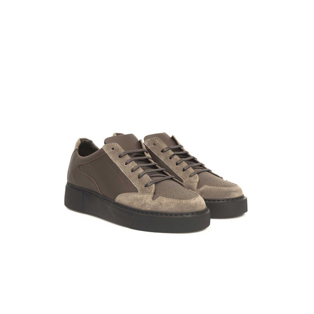 Cerruti 1881 Beige Leather Men's Sneakers - Arichezz.store