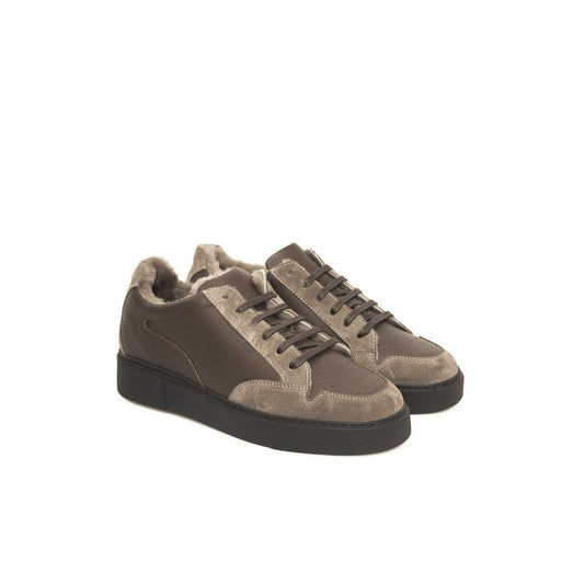 Cerruti 1881 Beige Leather Sneakers for Men - Arichezz.store