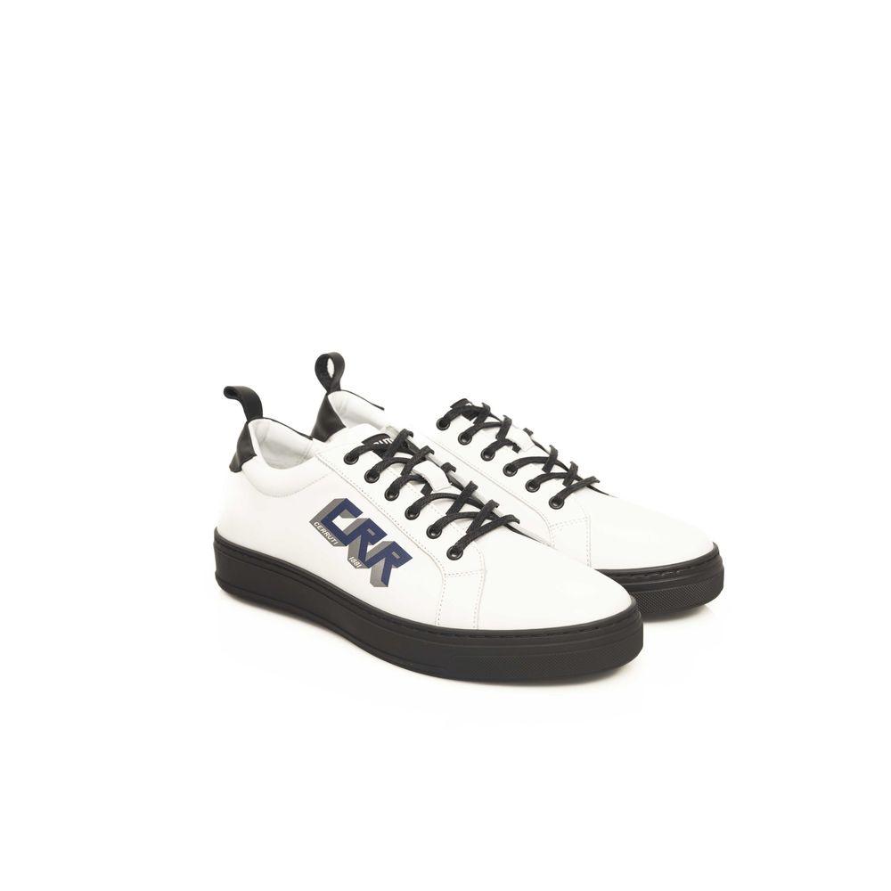 Cerruti 1881 White Leather Men's Sneakers - Arichezz.store