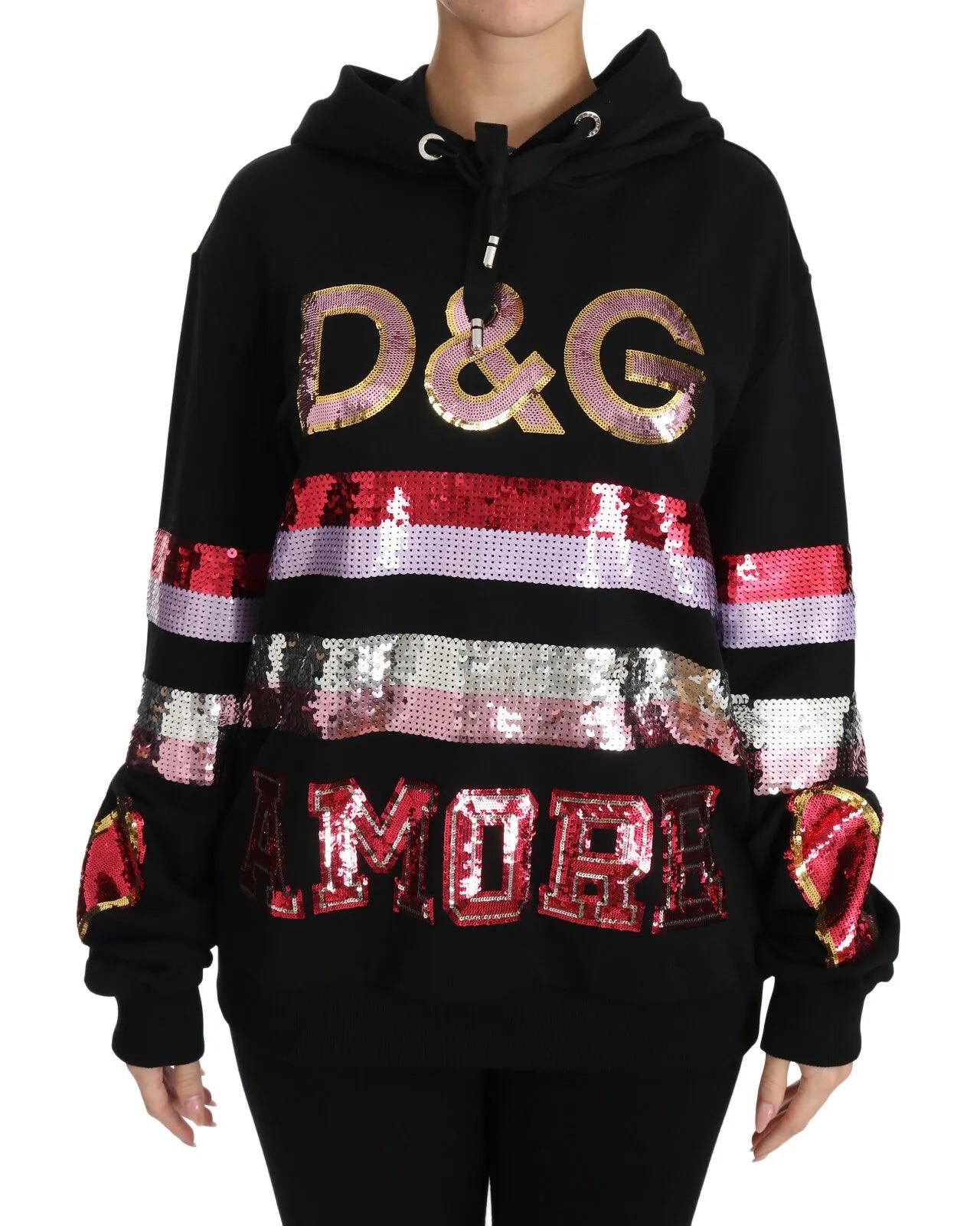 Dolce & Gabbana DG Sequined Hooded Pullover Sweater - Arichezz.store