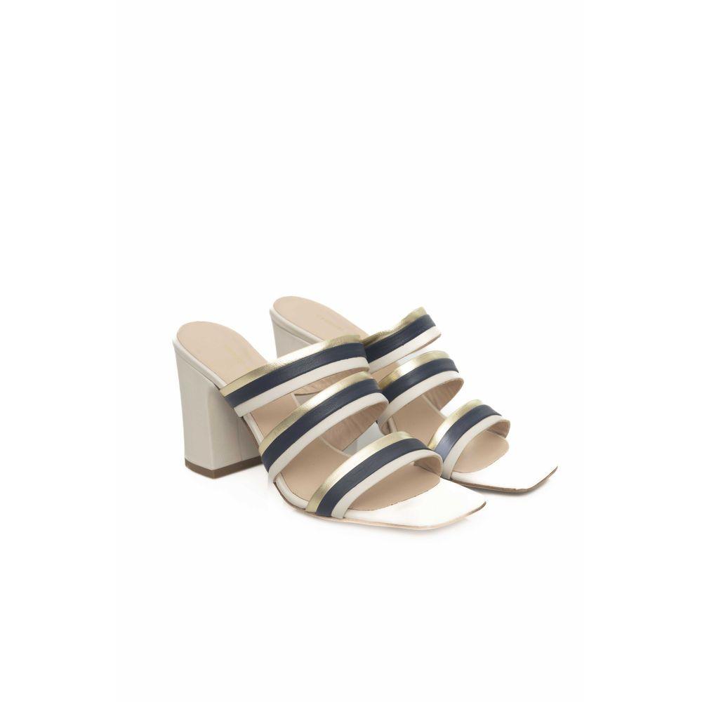 Cerruti 1881 White Goat Leather Women's Sandals - Arichezz.store