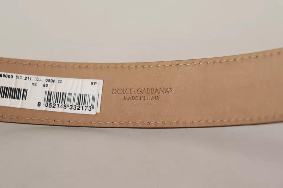 Dolce & Gabbana Black Leather Gold Metal Logo Engraved Buckle Belt - Arichezz.store