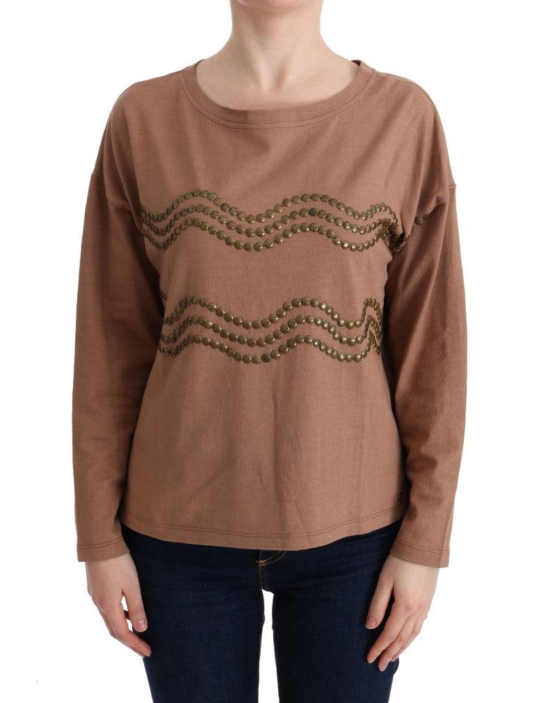 John Galliano Chic Brown Crewneck Cotton Sweater - Arichezz.store