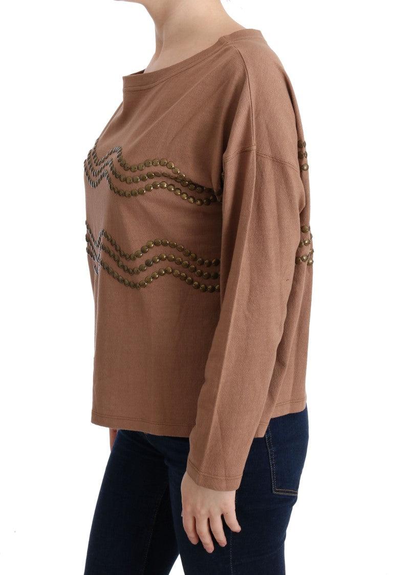 John Galliano Chic Brown Crewneck Cotton Sweater - Arichezz.store