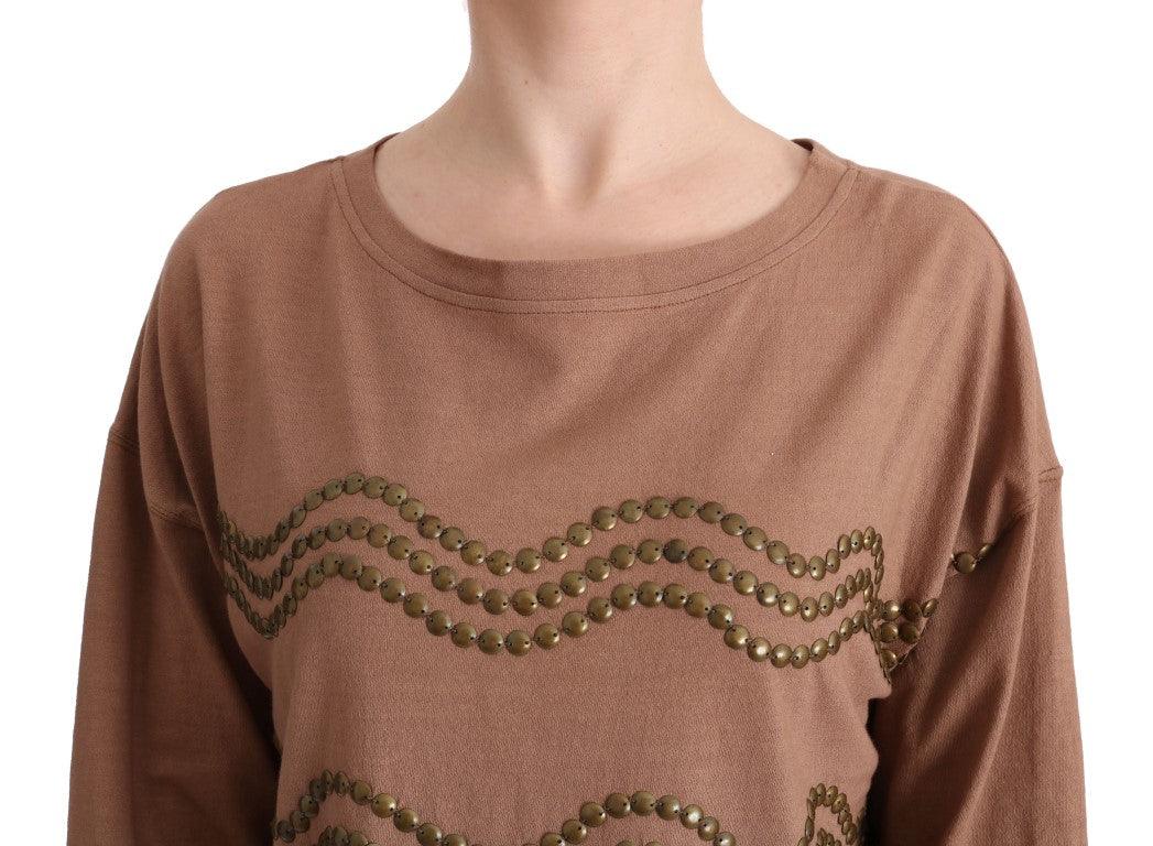 John Galliano Chic Brown Crewneck Cotton Sweater - Arichezz.store